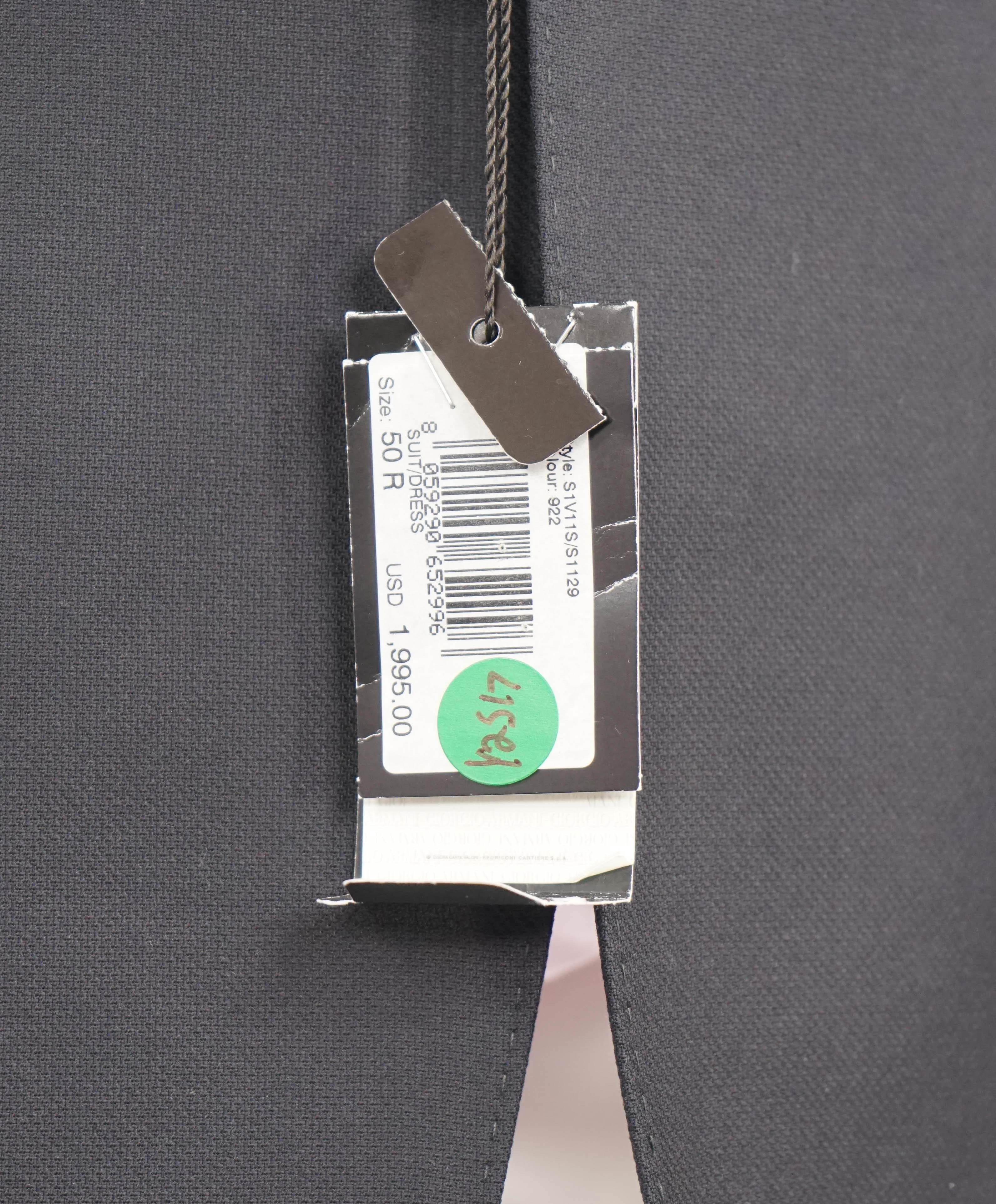 $1,995 EMPORIO ARMANI - 1-Btn "SUPREME" Super 130's “G LINE” Black Suit - 40R