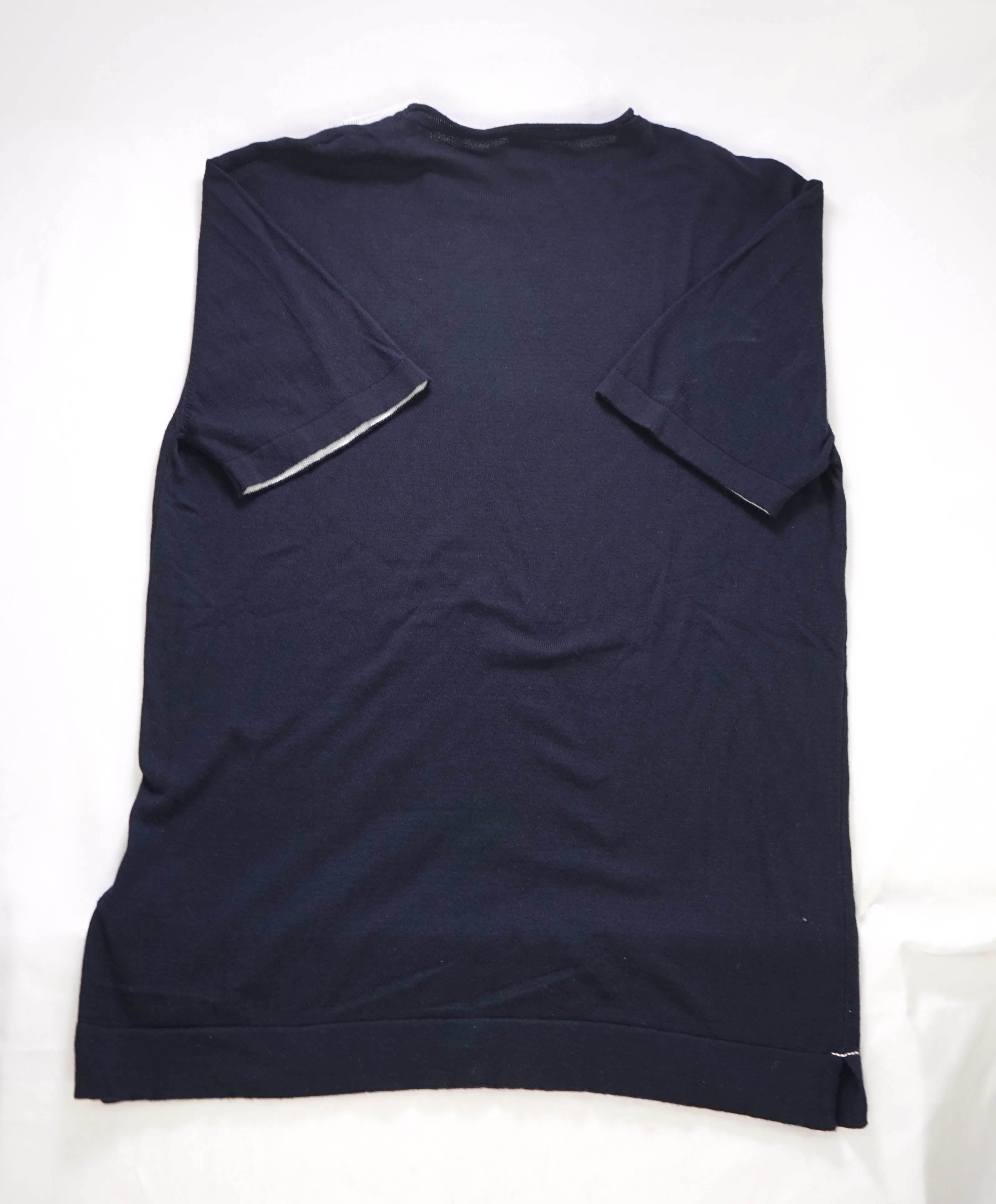 $325 ELEVENTY - Ivory Crewneck Premium Short Sleeve Sweater - M