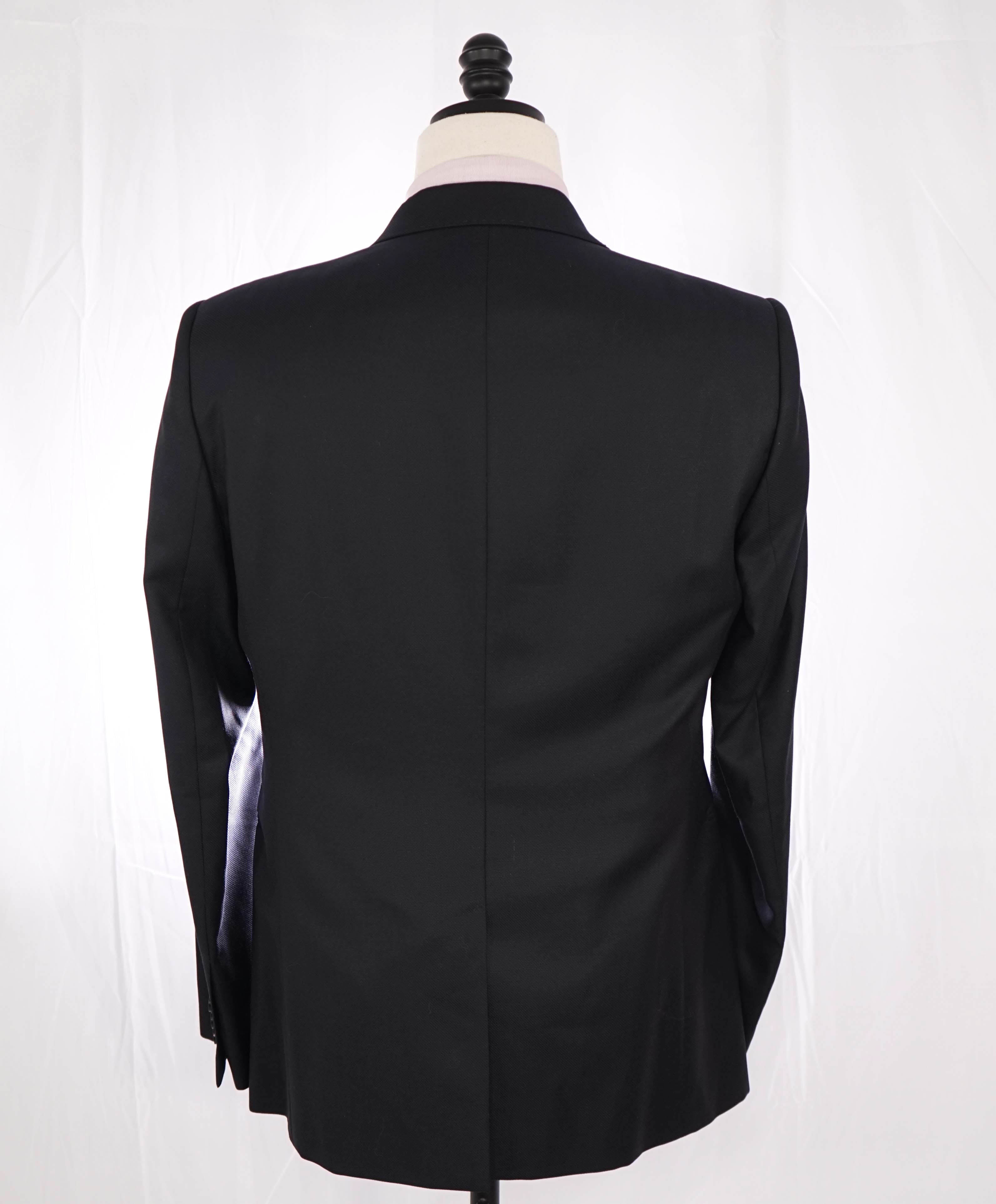 $1,995 EMPORIO ARMANI - 1-Btn "SUPREME" Super 130's “G LINE” Black Suit - 40R