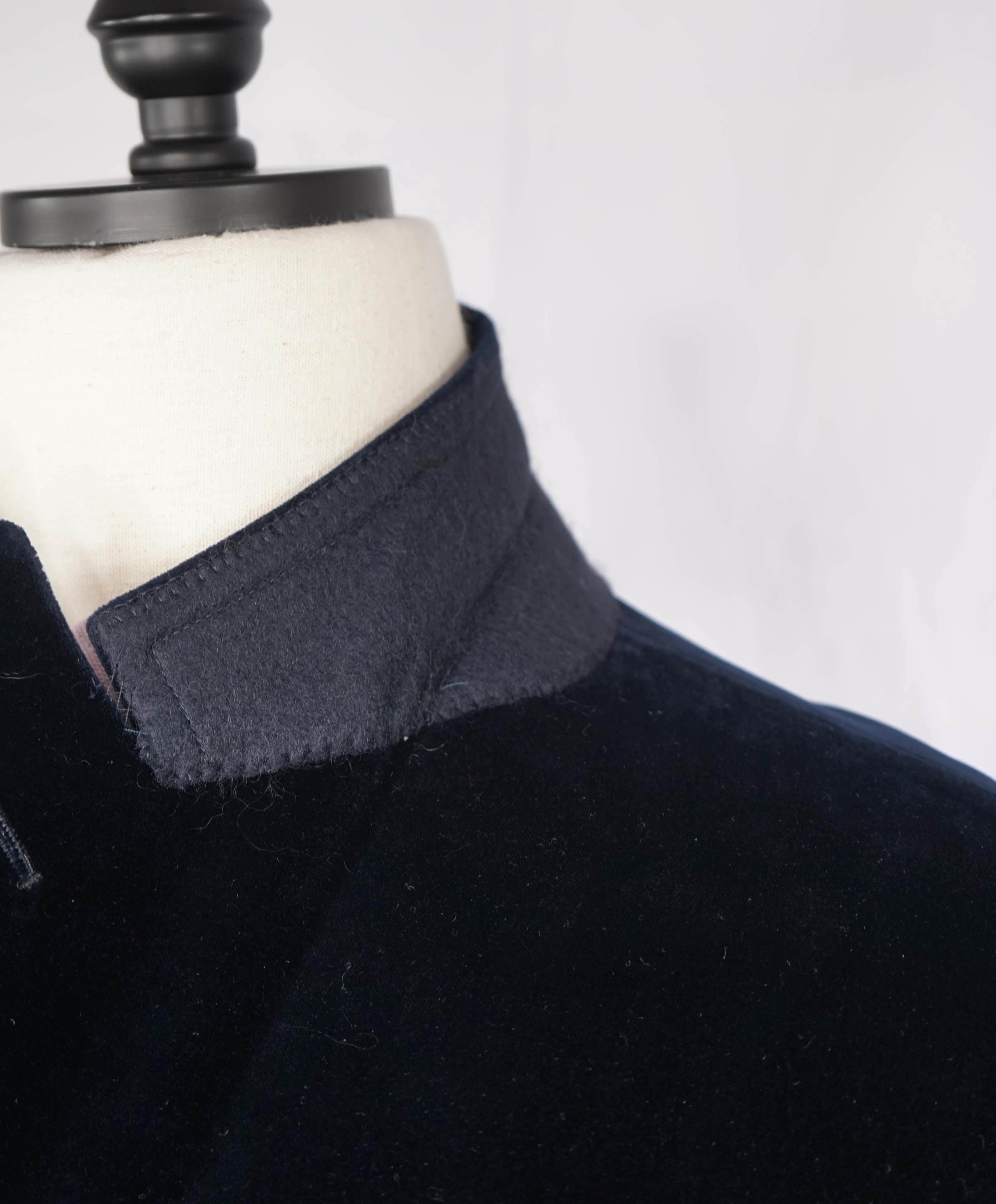 CANALI - Velvet Navy & Gray FLANNEL Peak Lapels Dinner/Smoking Jacket - 42R