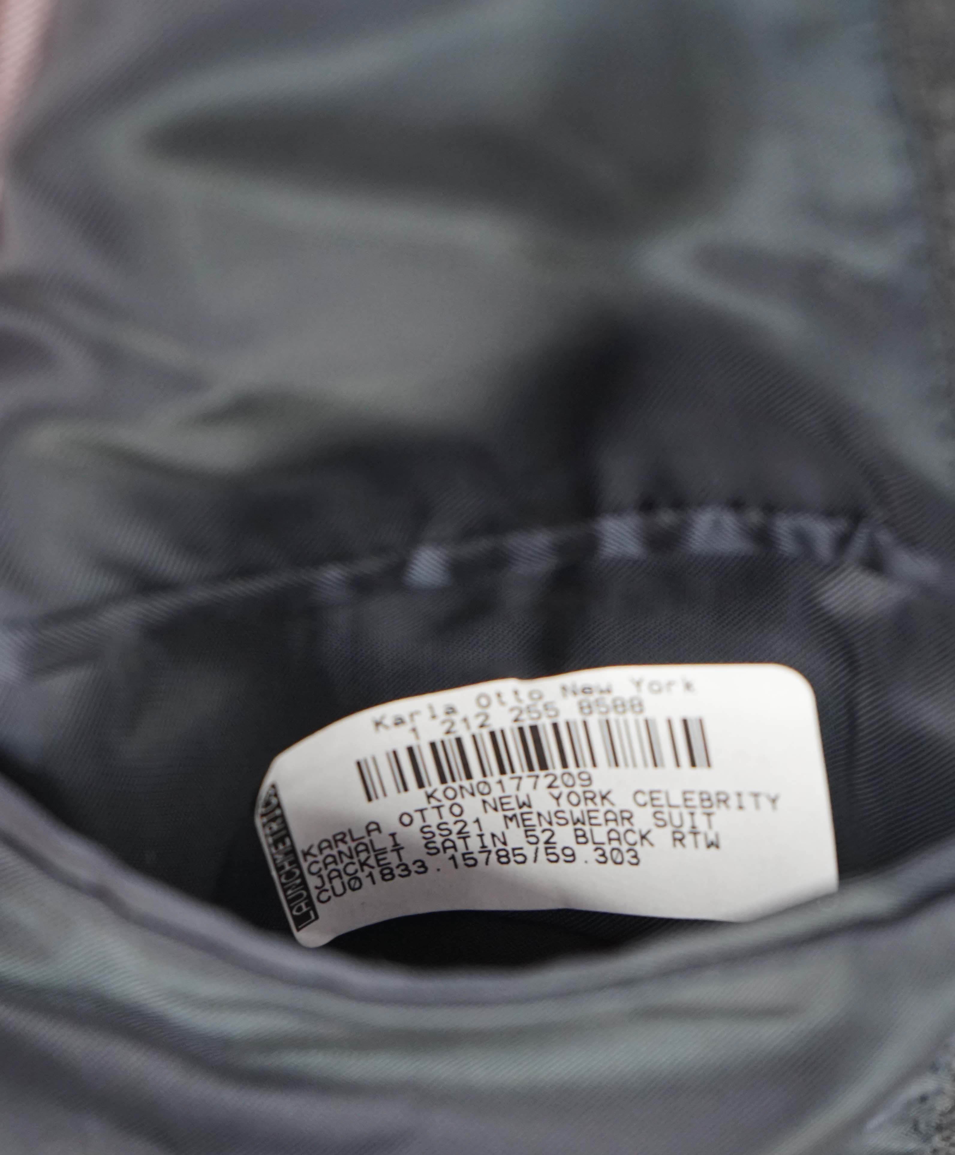 CANALI - Velvet Navy & Gray FLANNEL Peak Lapels Dinner/Smoking Jacket - 42R