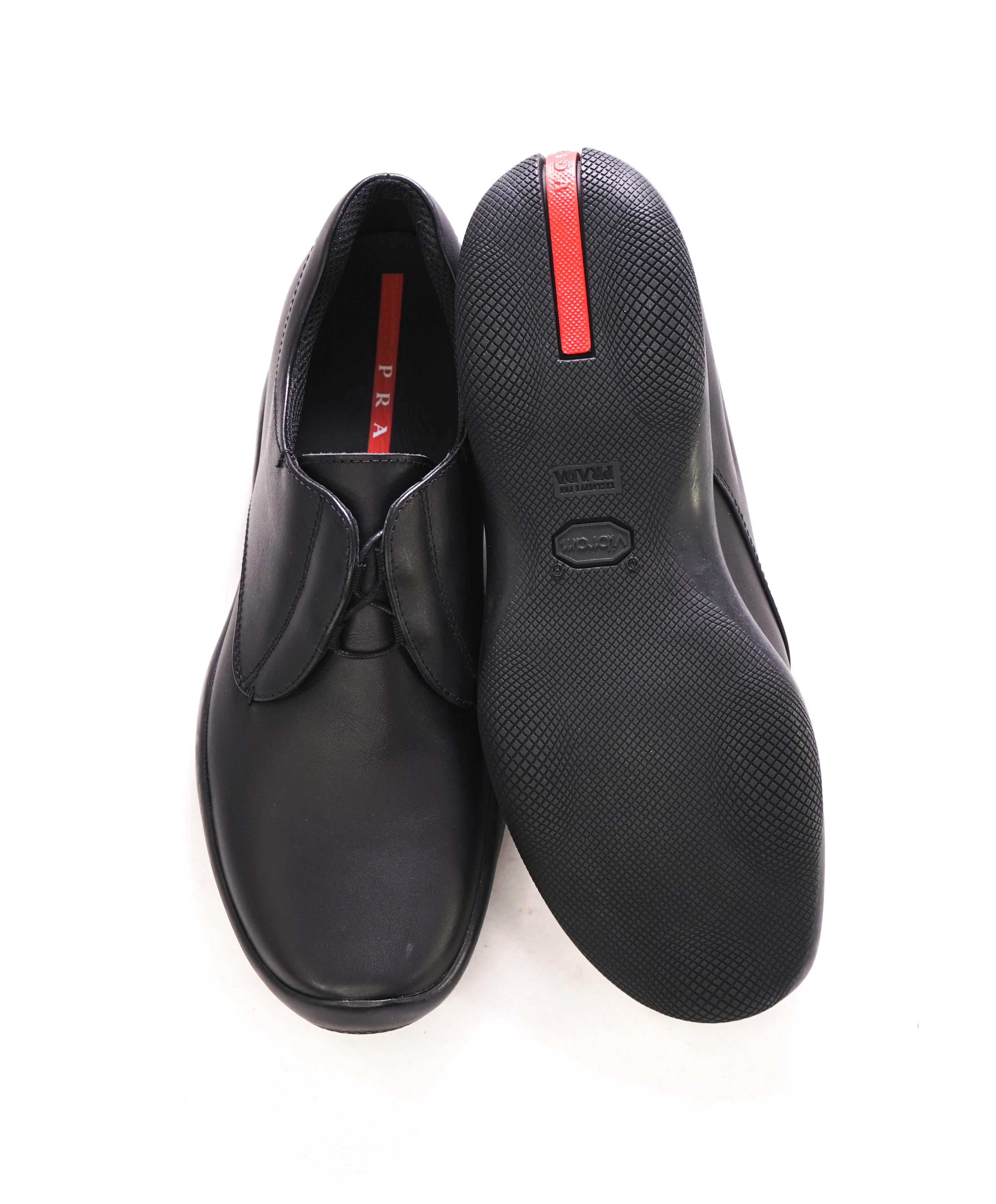 $795 PRADA - *LINEA ROSSA* VITELLO SAMOA Black Lace-Up Derby - 9 US (8 Prada)