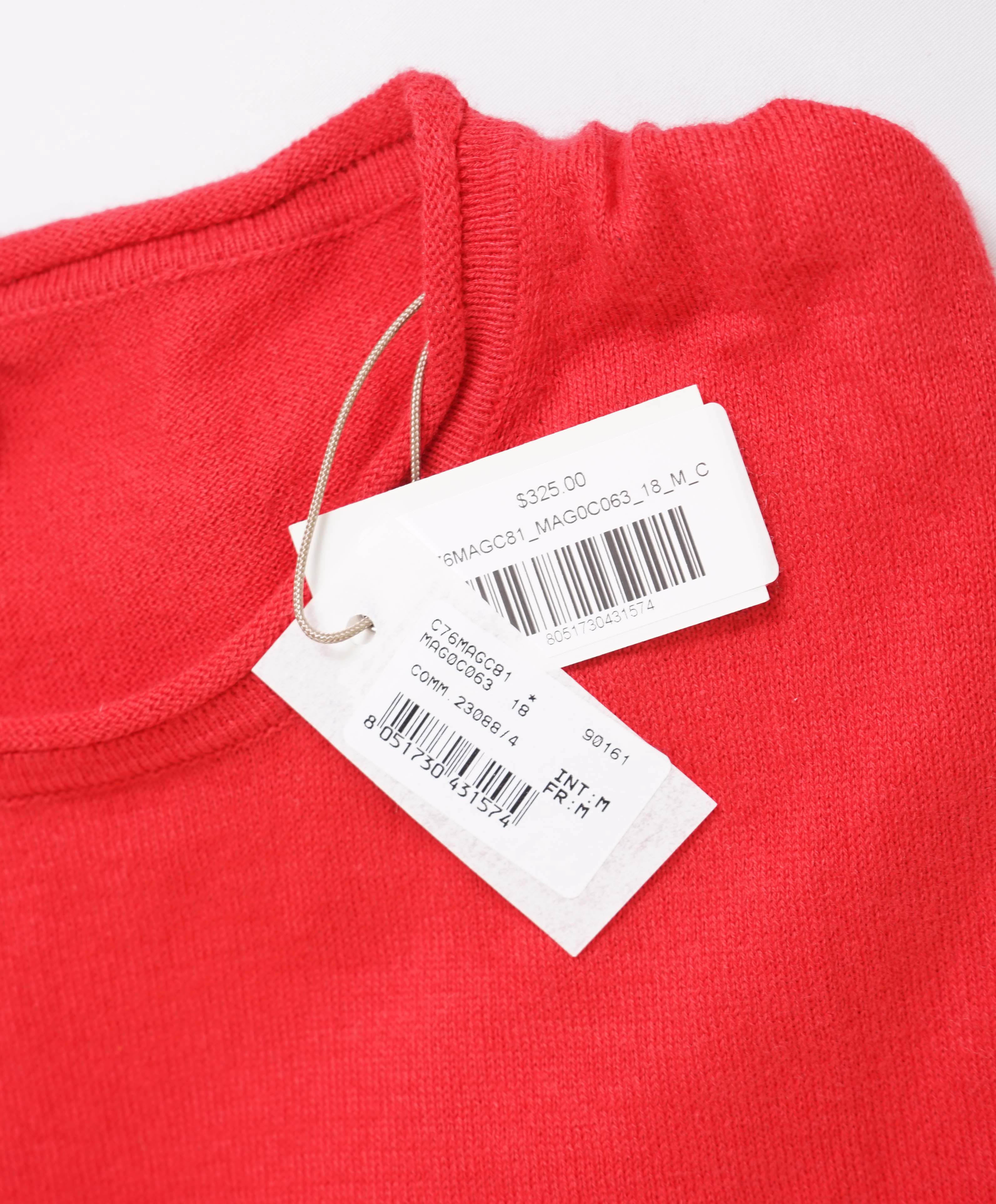 $325 ELEVENTY - Red Crewneck Premium Short Sleeve Sweater - M