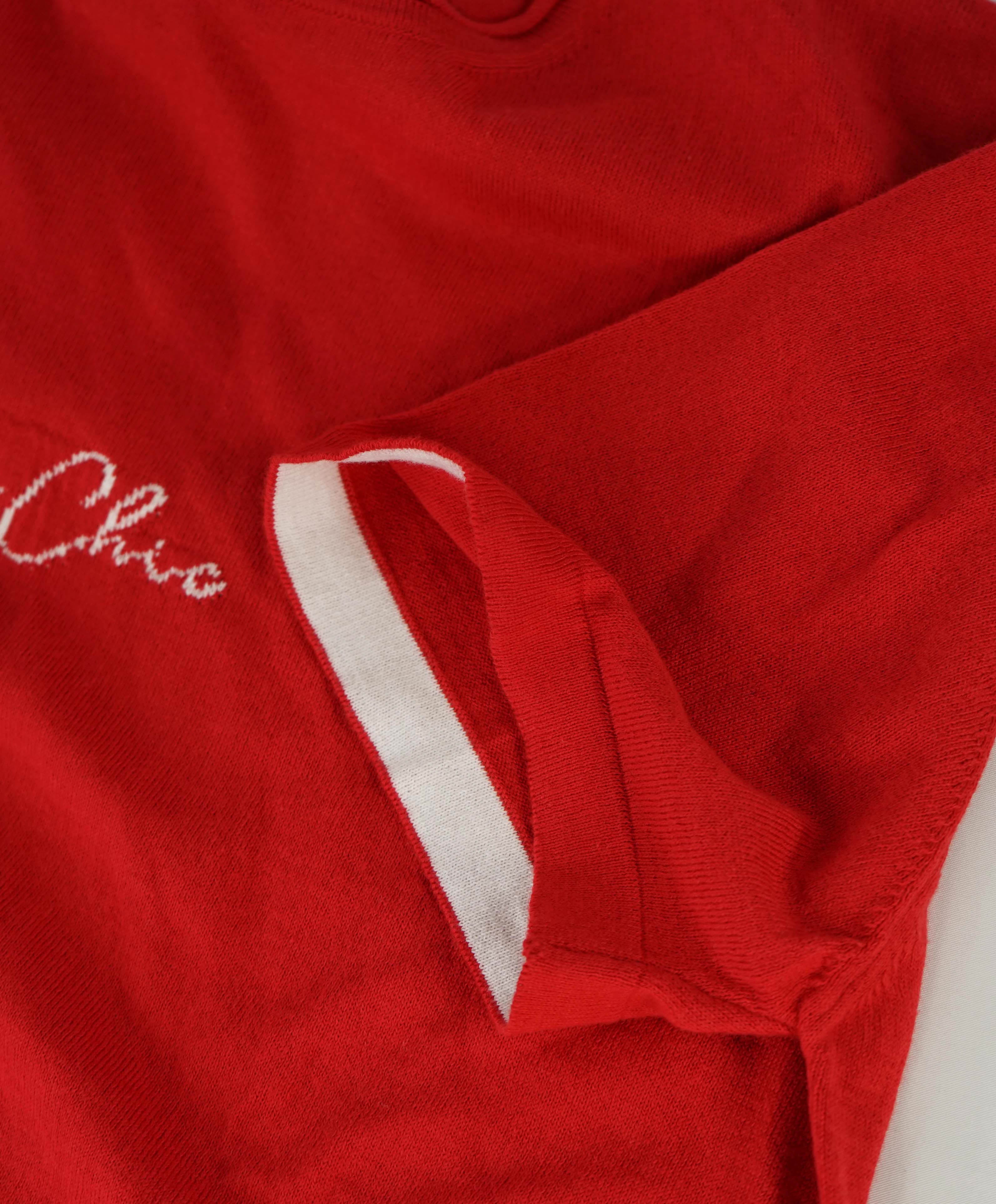 $325 ELEVENTY - Red Crewneck Premium Short Sleeve Sweater - M