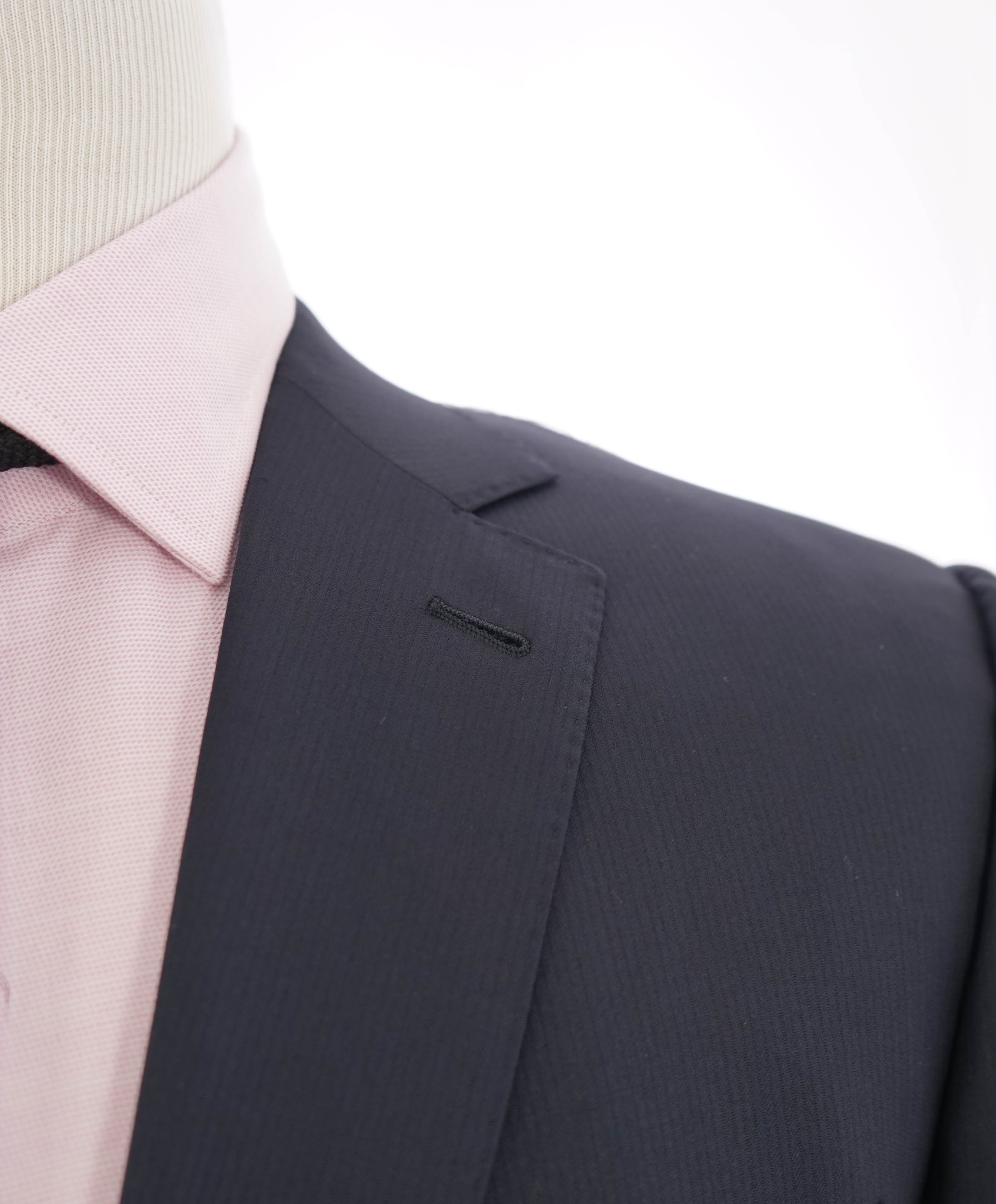 $2,695 ERMENEGILDO ZEGNA - Navy Textured “15 MIL MIL 15” Blazer - 46R