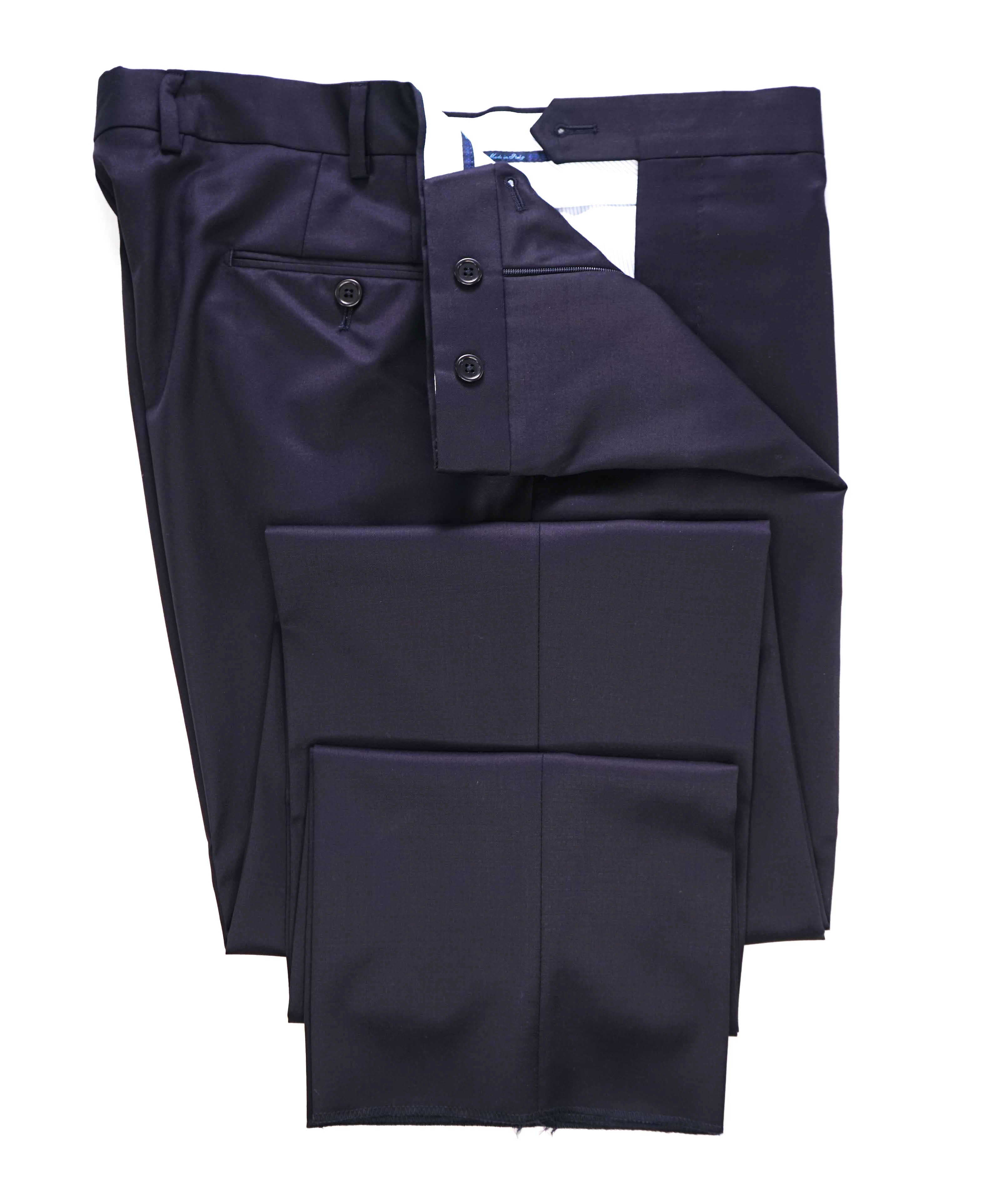 $425 SAKS FIFTH AVE - Navy Wool *Tailored* MADE ITALY Flat Front Dress Pants - 38W