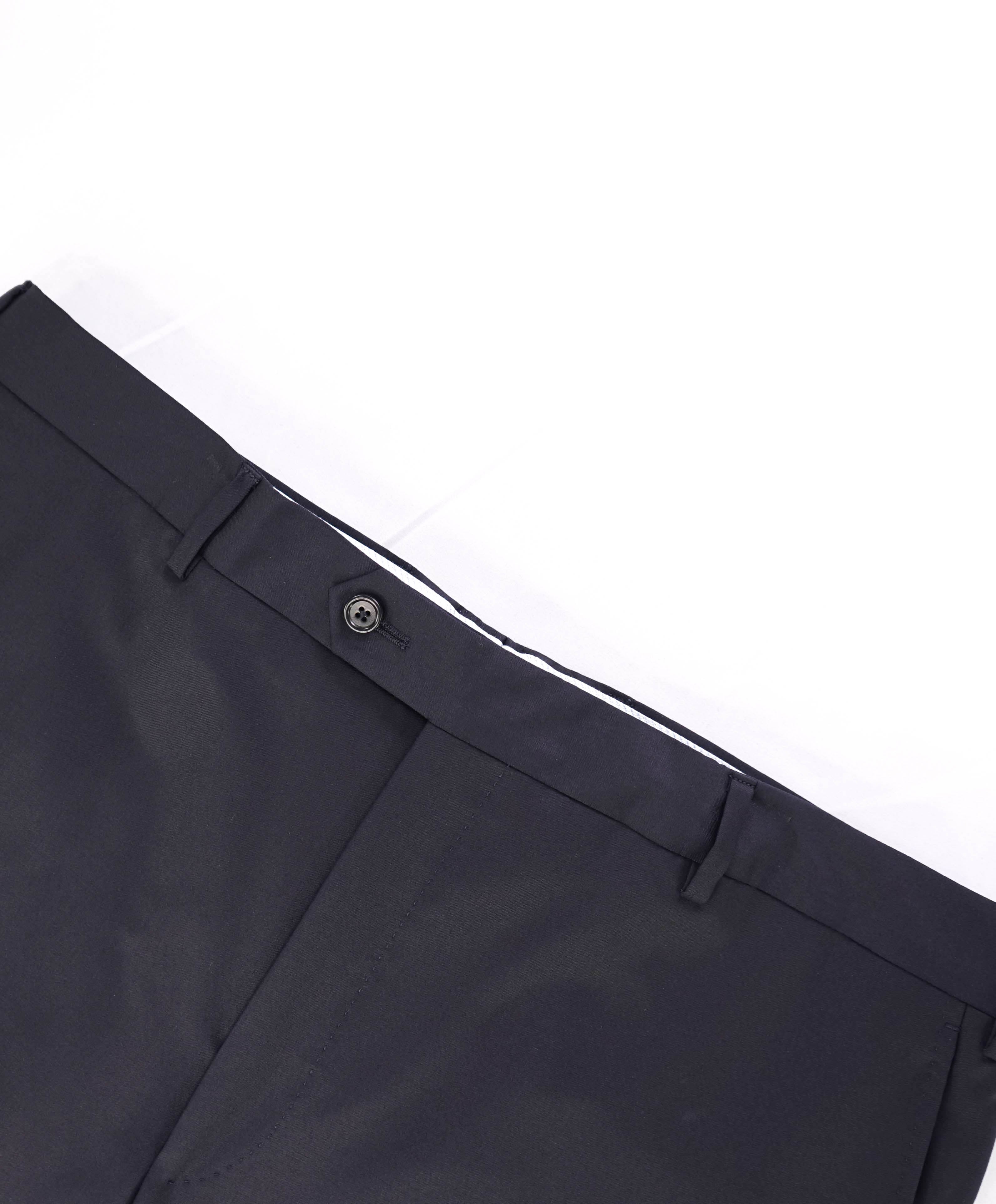 $425 SAKS FIFTH AVE - Navy Wool *Tailored* MADE ITALY Flat Front Dress Pants - 38W