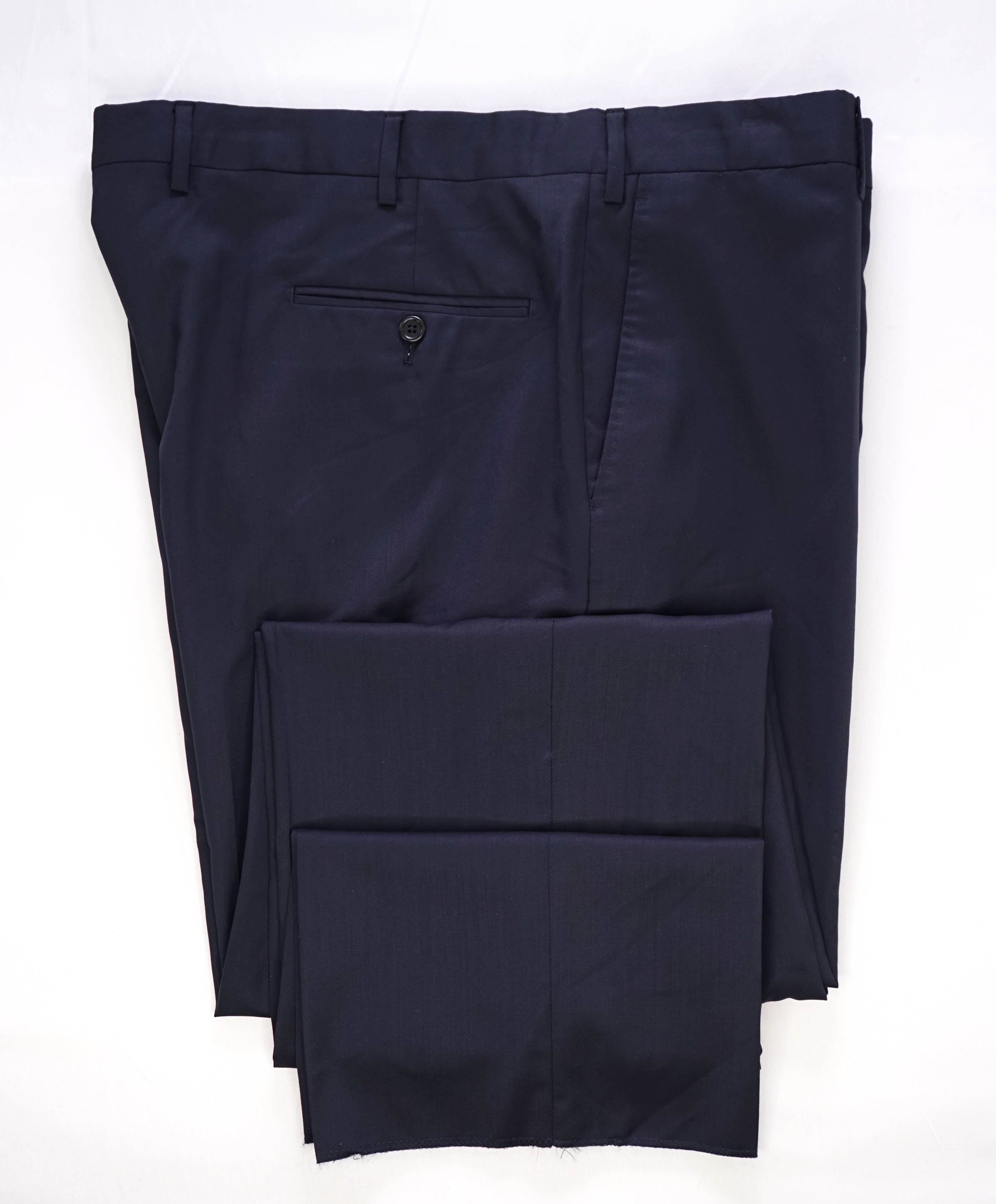$425 SAKS FIFTH AVE - Navy Wool/Silk*CLASSIC*MADE ITALY Flat Front Dress Pants - 42W