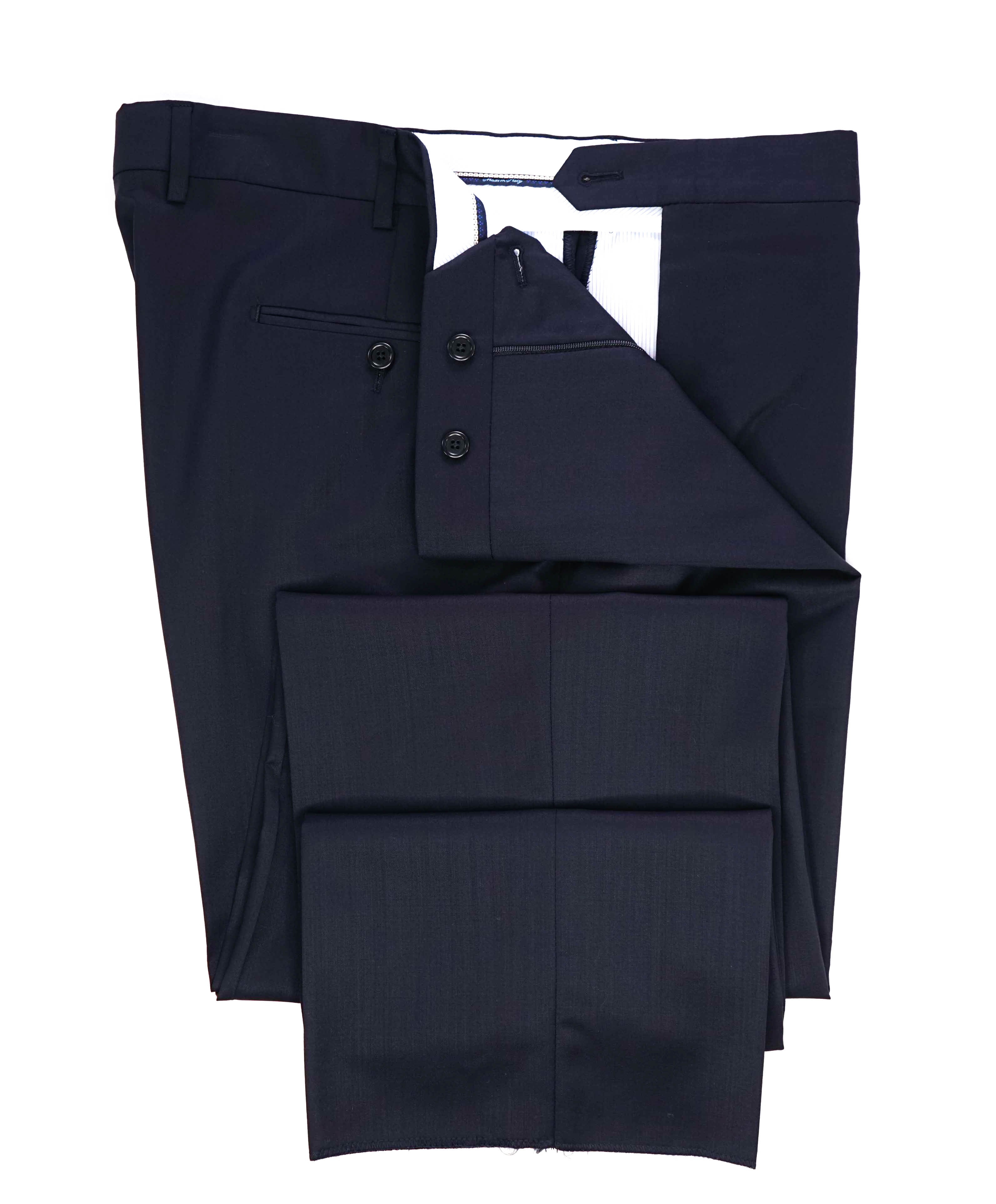 $425 SAKS FIFTH AVE - Navy Wool/Silk*CLASSIC*MADE ITALY Flat Front Dress Pants - 38W
