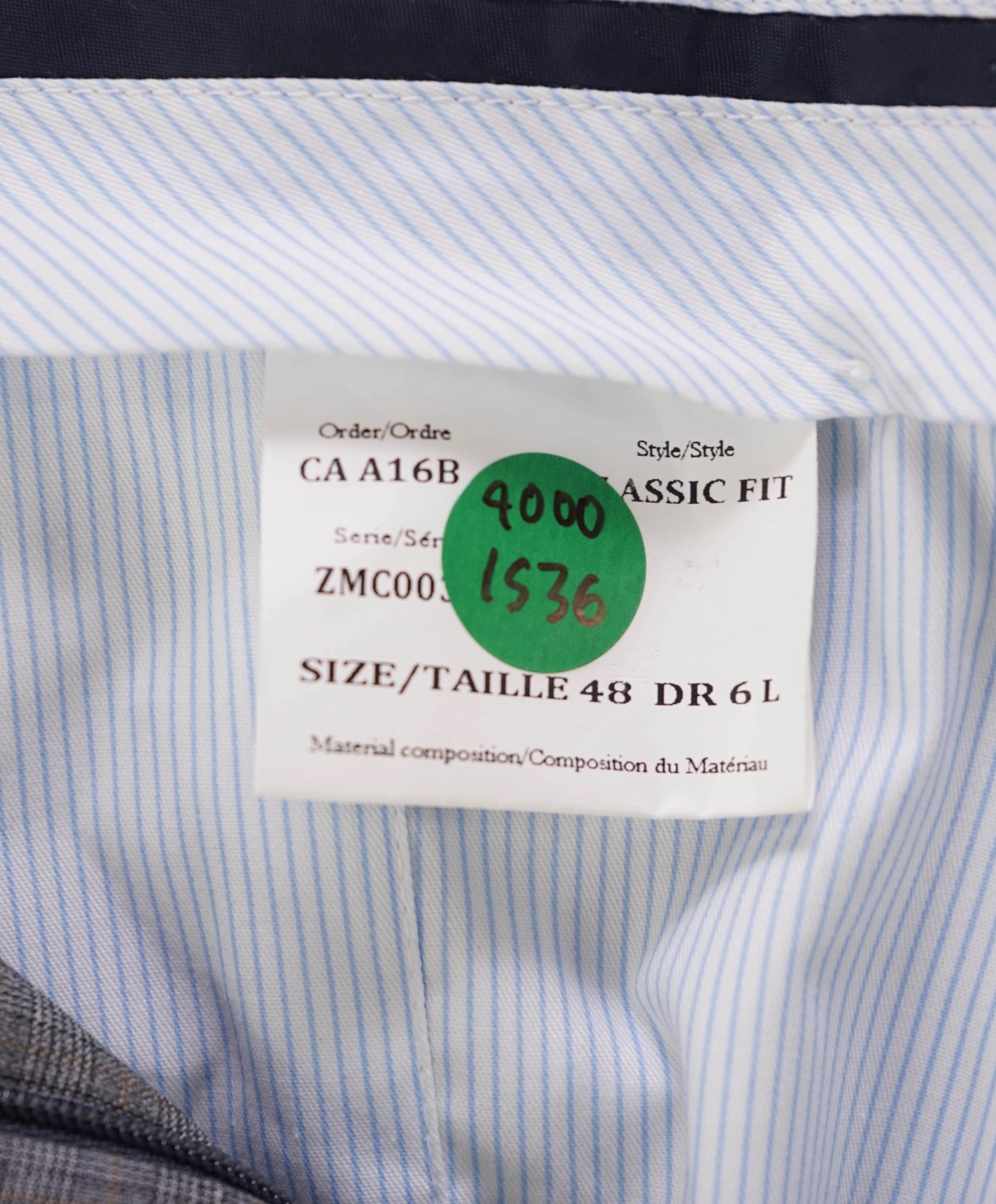 $425 SAKS FIFTH AVE - Wool/Silk Gray Check MADE ITALY Flat Front Dress Pants - 42W