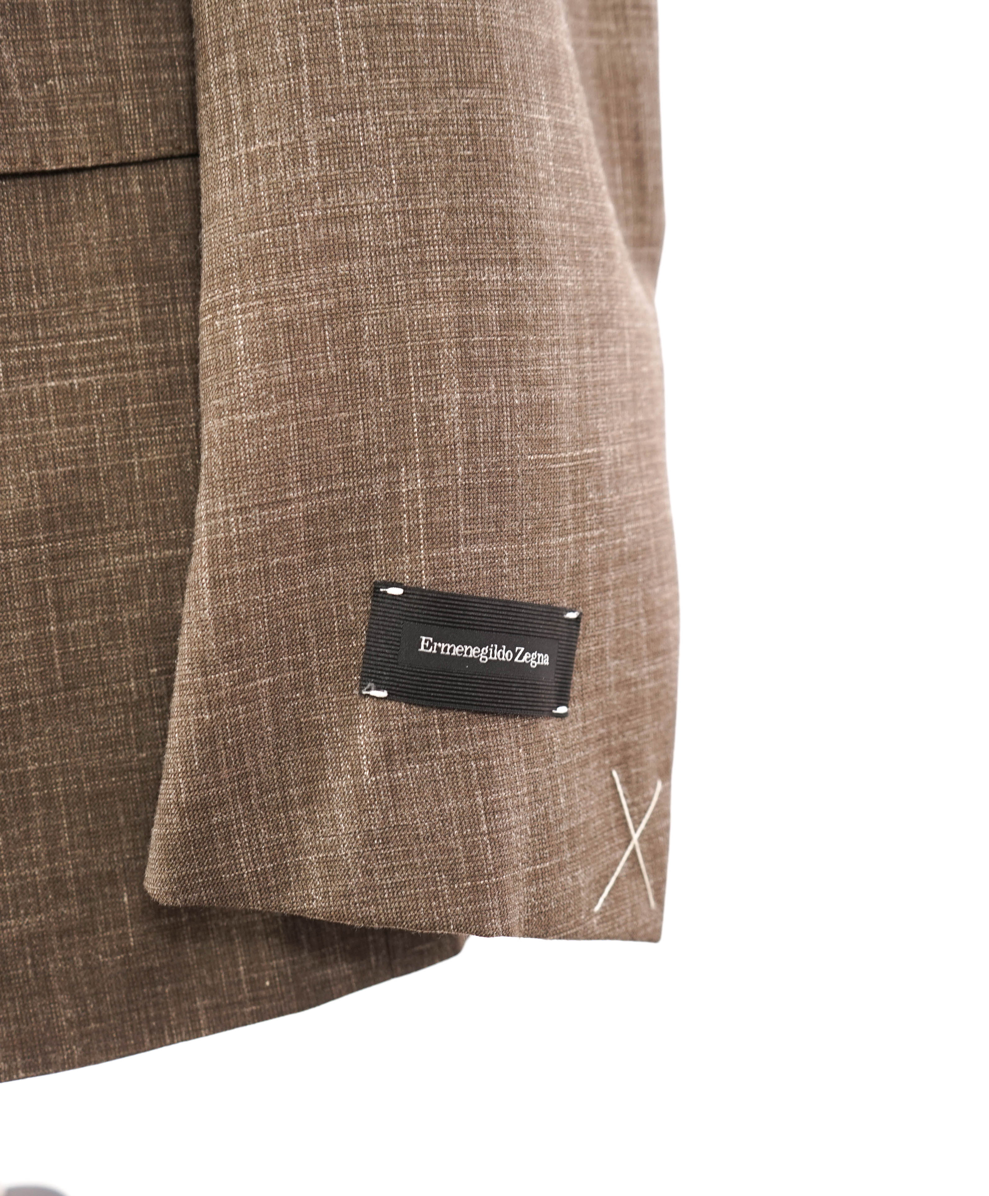 $3,290 ERMENEGILDO ZEGNA- “TORFEO SUMMER” Brown W/SLK/L Blazer- 40R