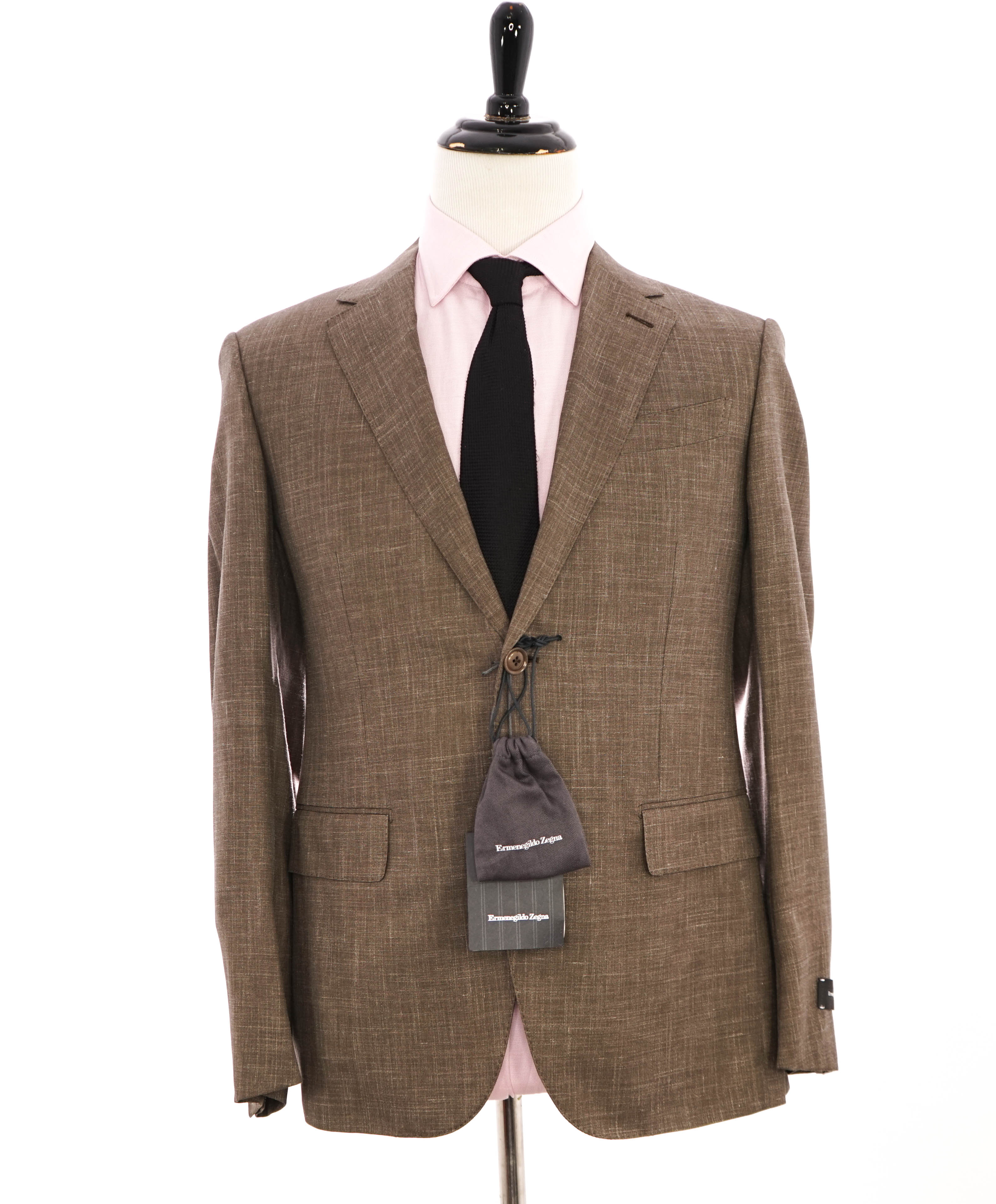 $3,290 ERMENEGILDO ZEGNA- “TORFEO SUMMER” Brown W/SLK/L Blazer- 40R