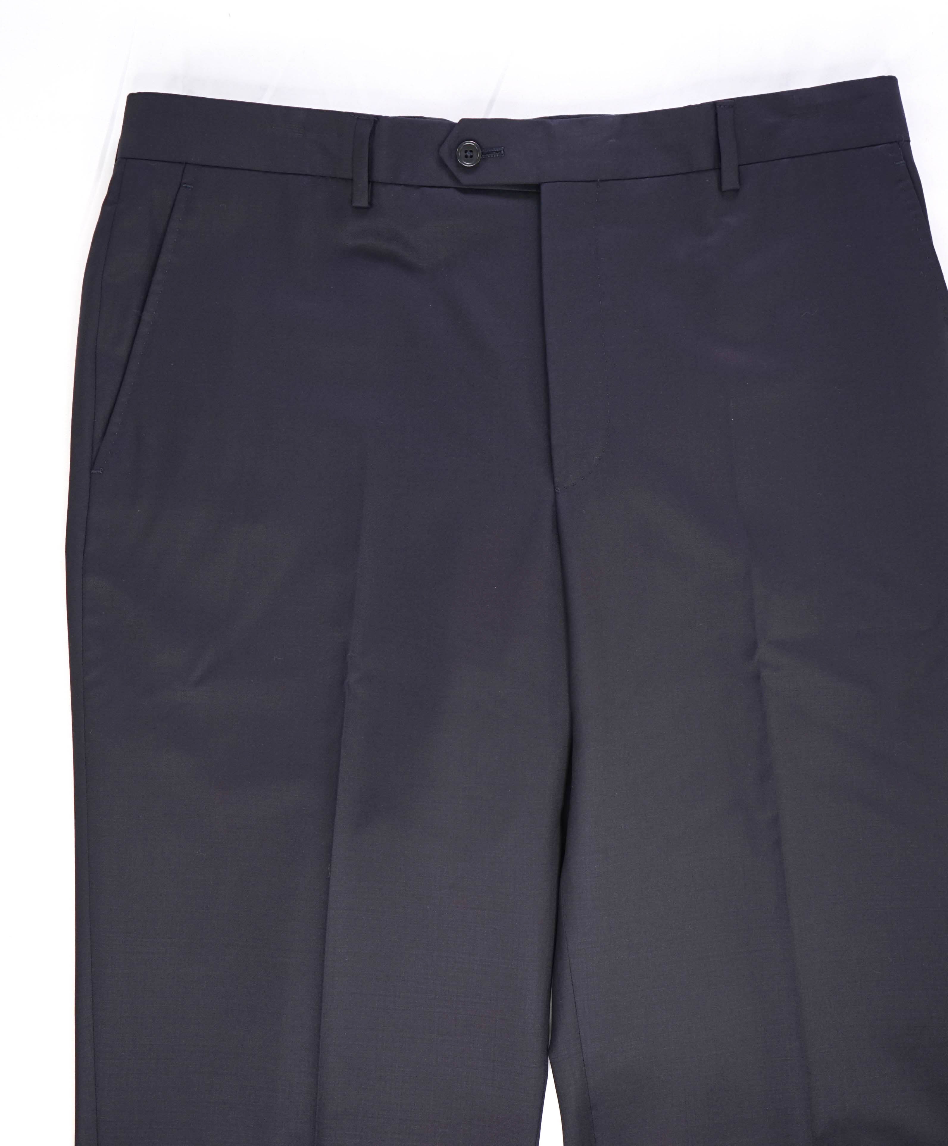 $425 SAKS FIFTH AVE - Navy Wool *Tailored* MADE ITALY Flat Front Dress Pants - 36W