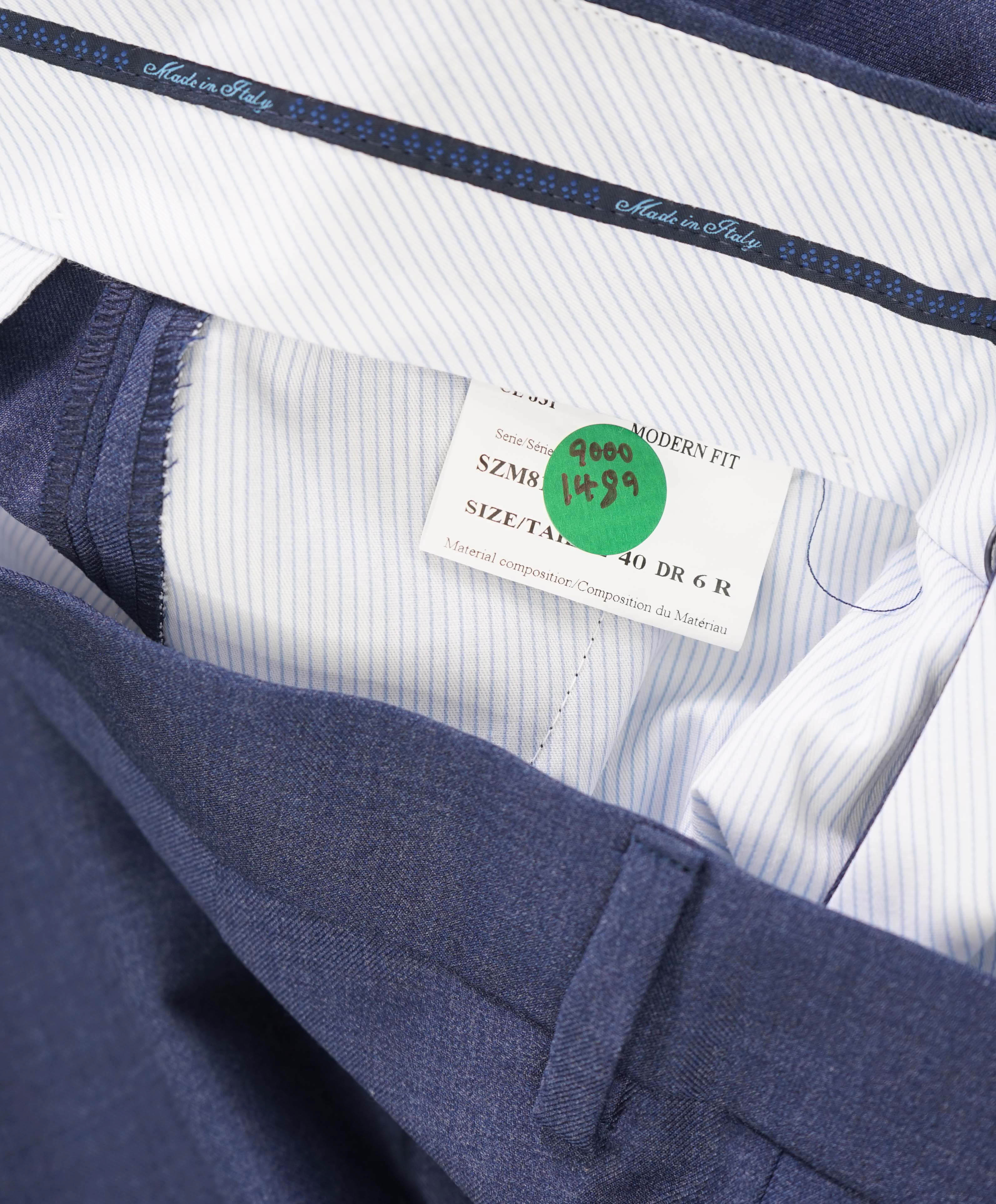 SAKS FIFTH AVE - Medium Blue "MODERN" MADE IN ITALY Flat Front Dress Pants - 34W