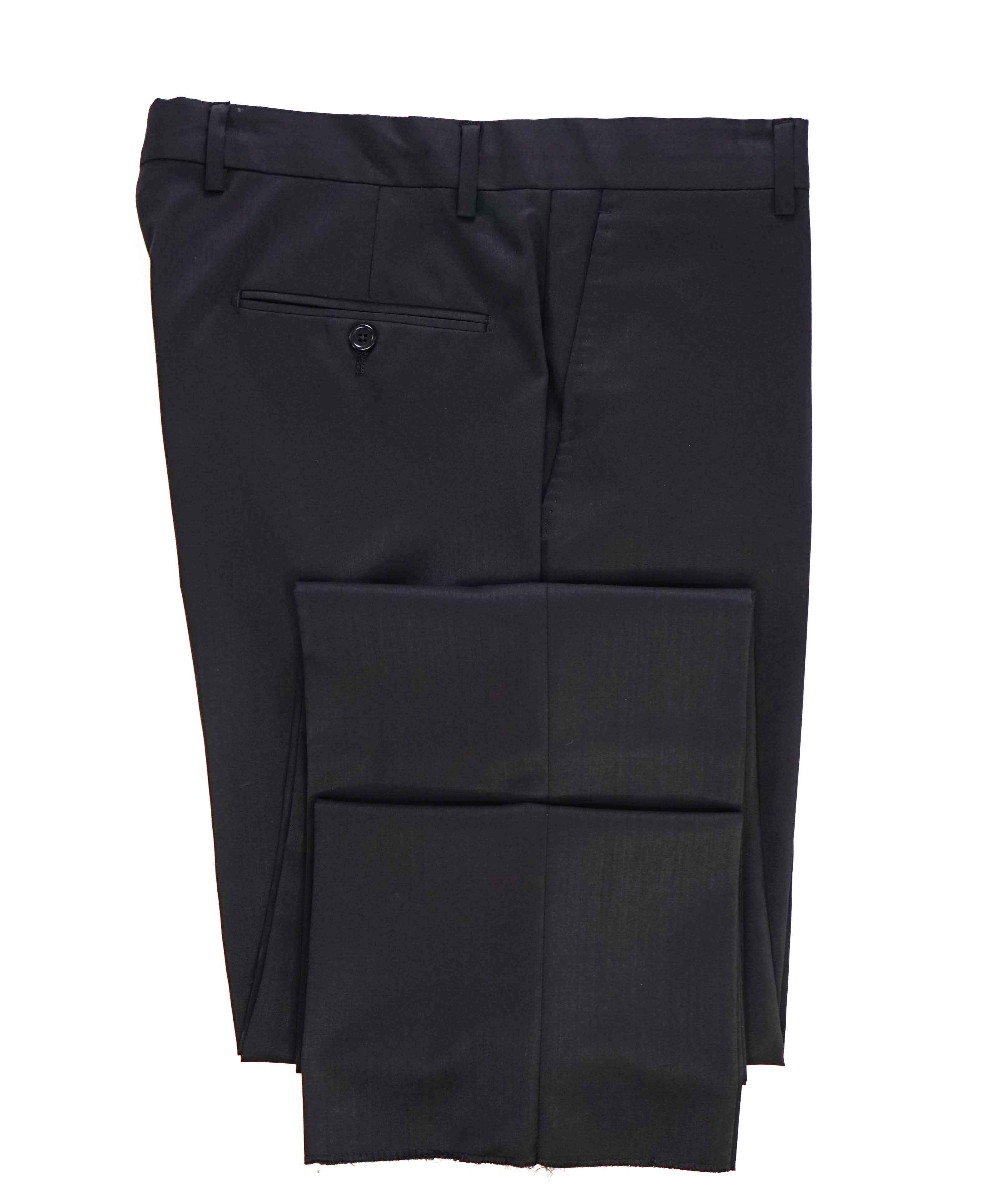 $425 SAKS FIFTH AVE - Black Wool/Silk*SLIM*MADE ITALY Flat Front Dress Pants - 34W