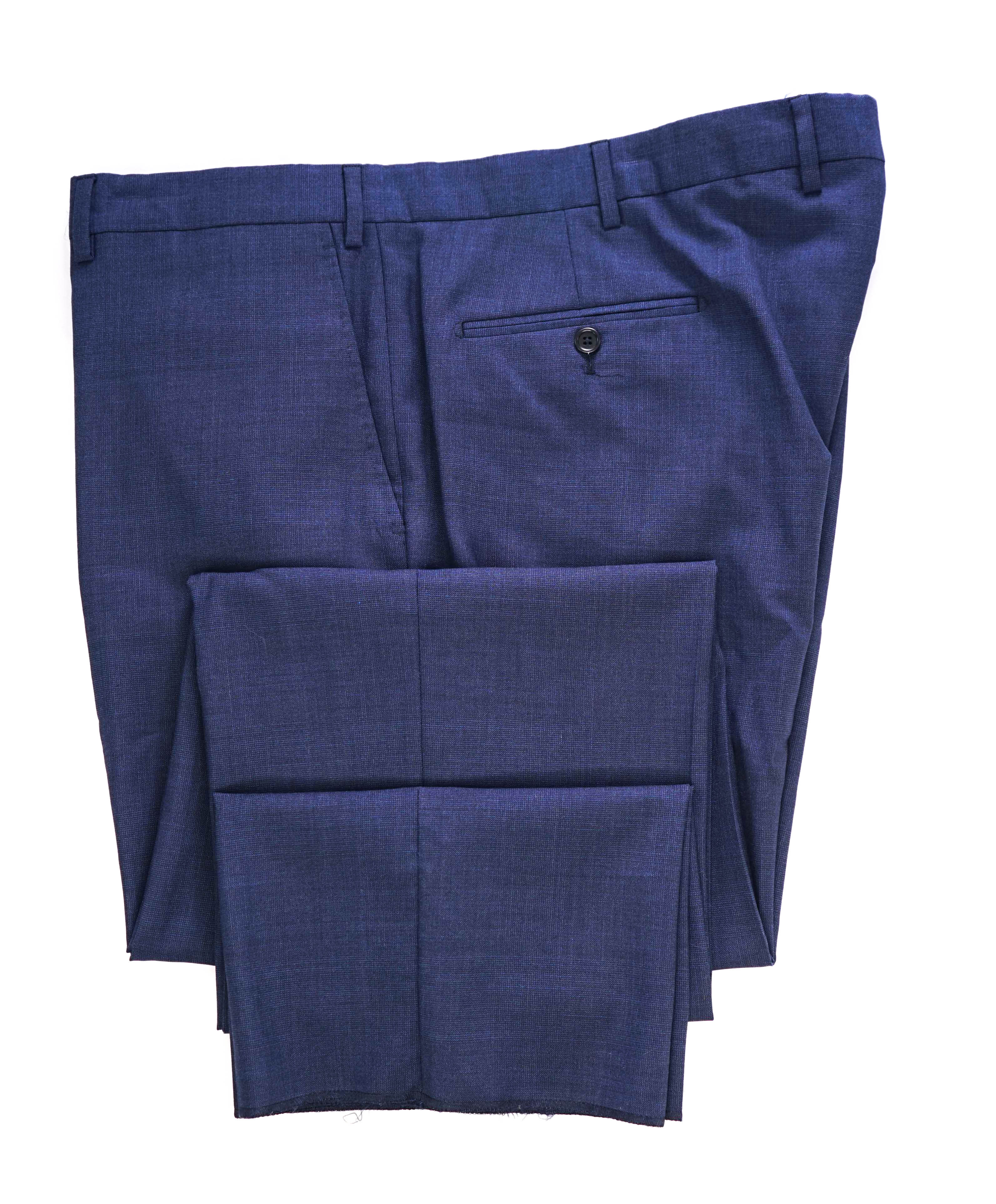$425 SAKS FIFTH AVE -Wool Mid Blue "Classic"MADE ITALY Flat Front Dress Pants- 44W