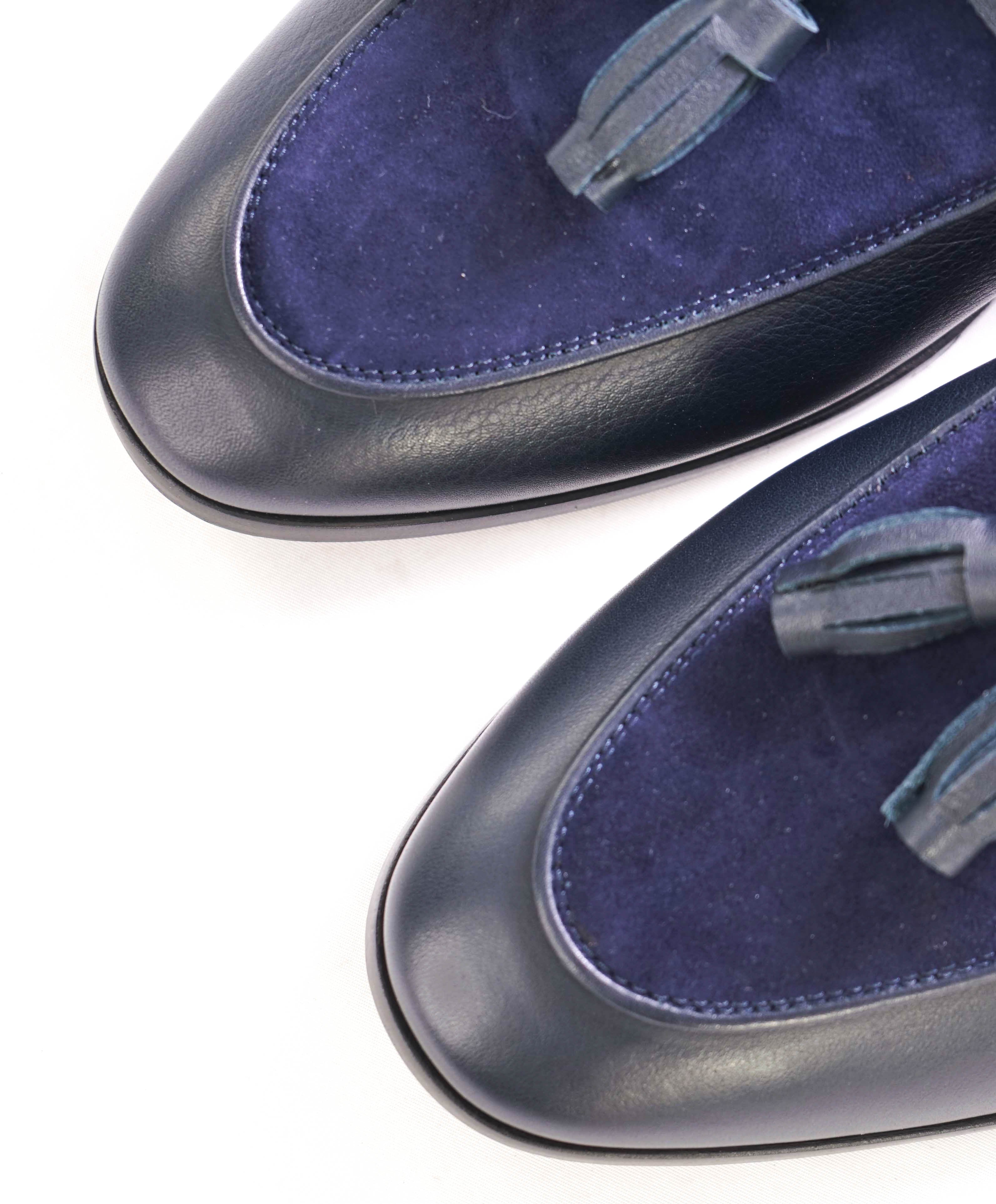 CANALI - Hand Stitched SUEDE/LEATHER Navy Blue Tassel Loafers - 8.5 US