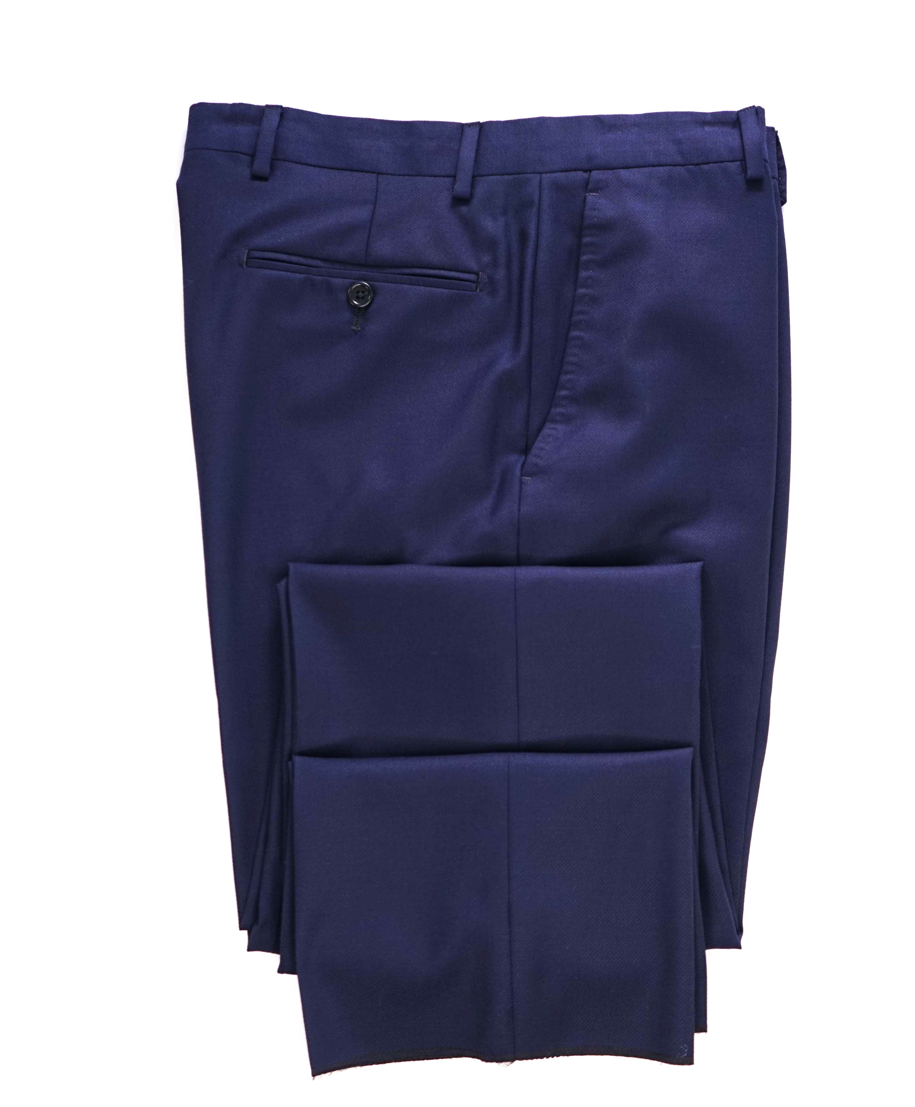 $425 SAKS FIFTH AVE - Blue Solid *Slim* MADE ITALY Flat Front Dress Pants - 32W