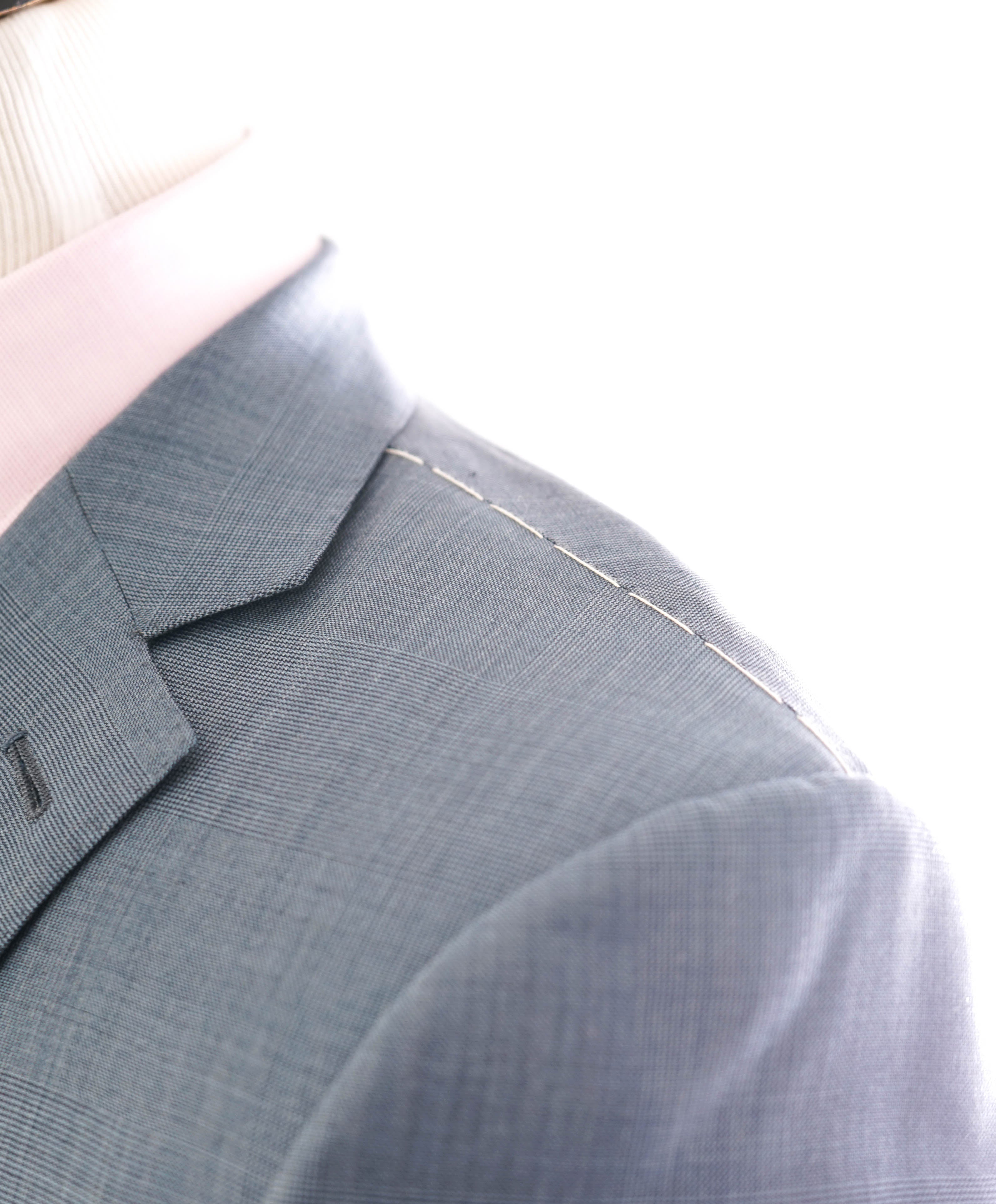 $3,250 ERMENEGILDO ZEGNA -"TROFEO" Pastel Blue Check Blazer - 42R