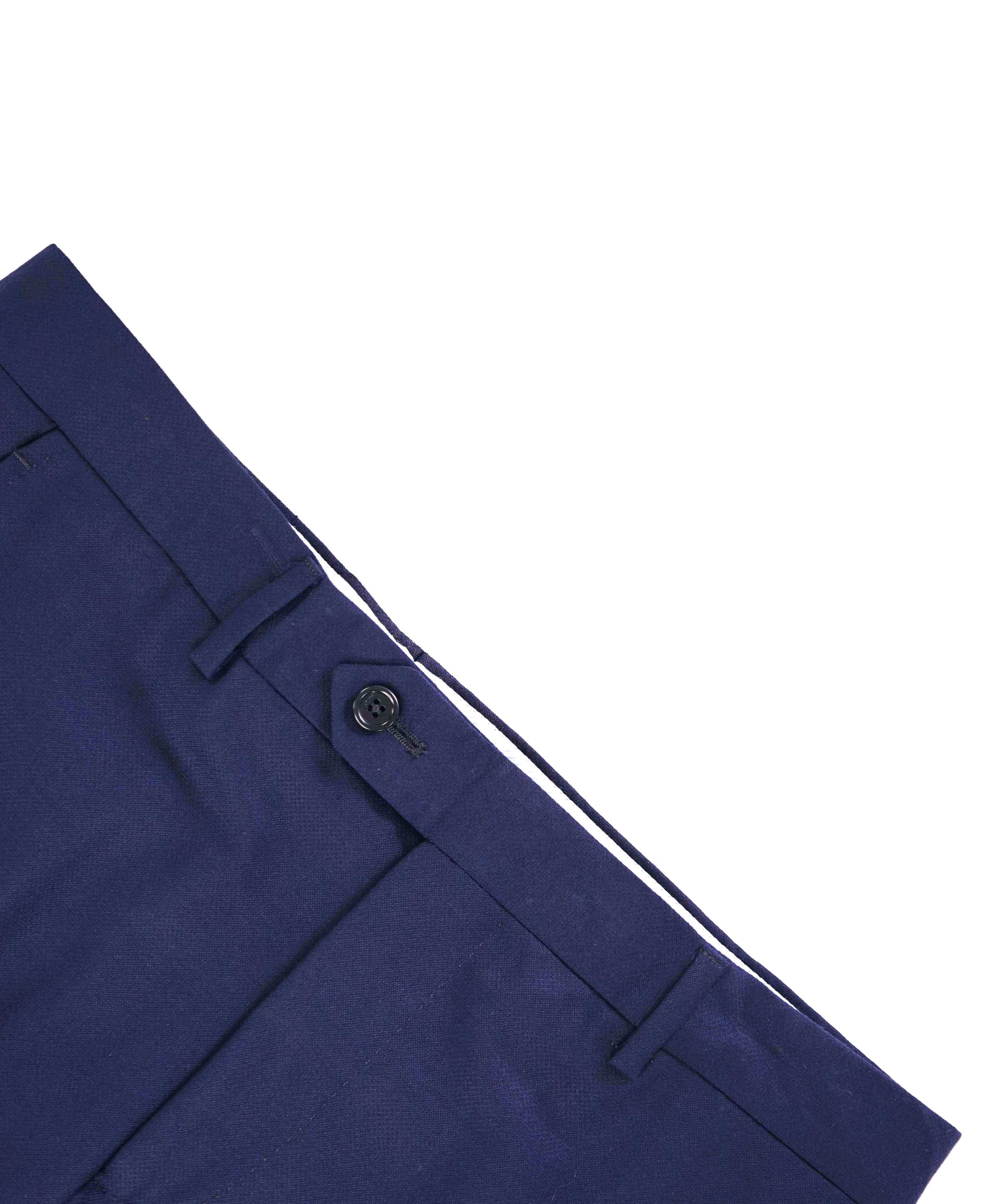 $425 SAKS FIFTH AVE - Blue Solid *Slim* MADE ITALY Flat Front Dress Pants - 32W