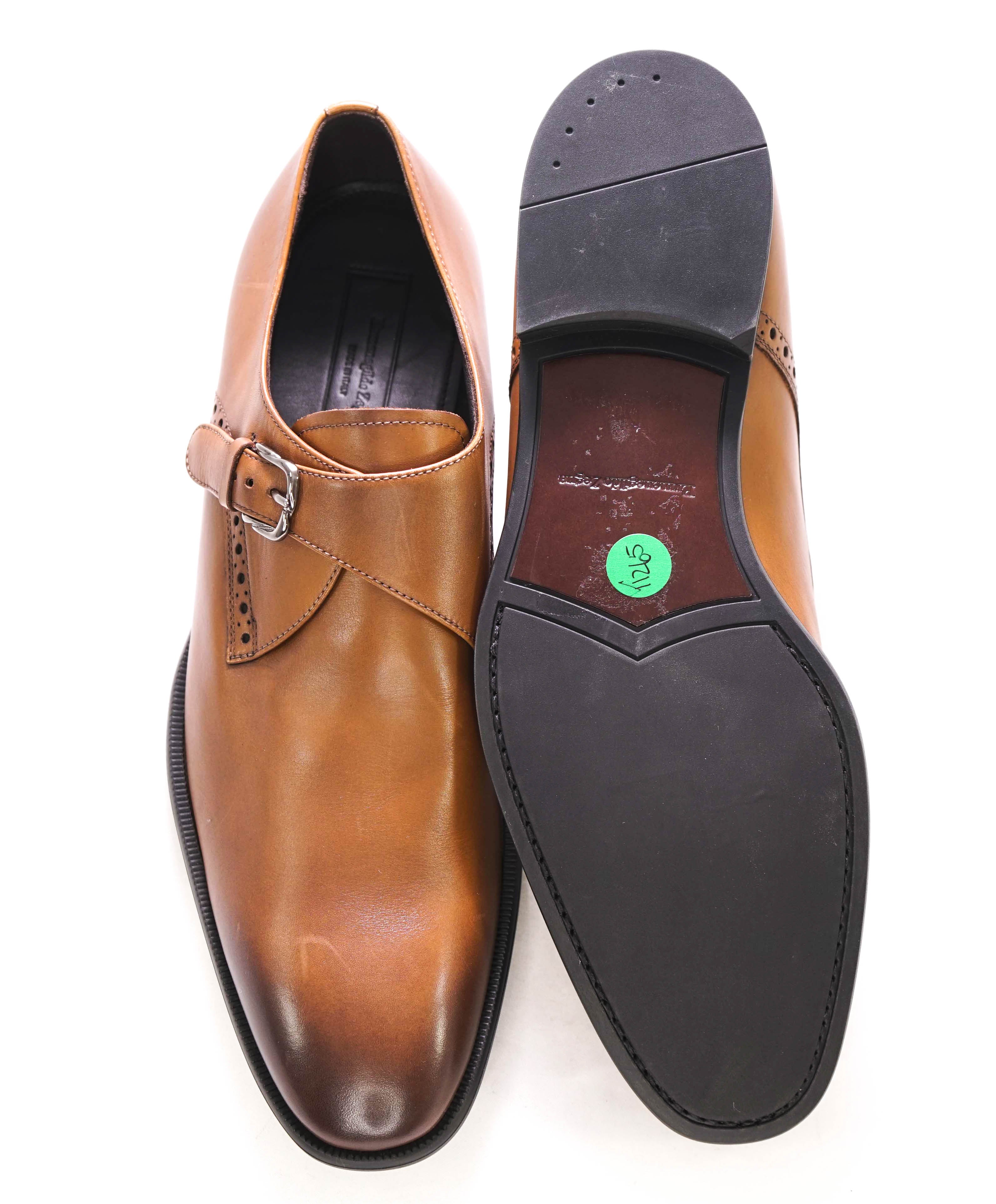 $960 ERMENEGILDO ZEGNA - "Sienna Flex" Brown Monk Strap Loafers - 11.5 US