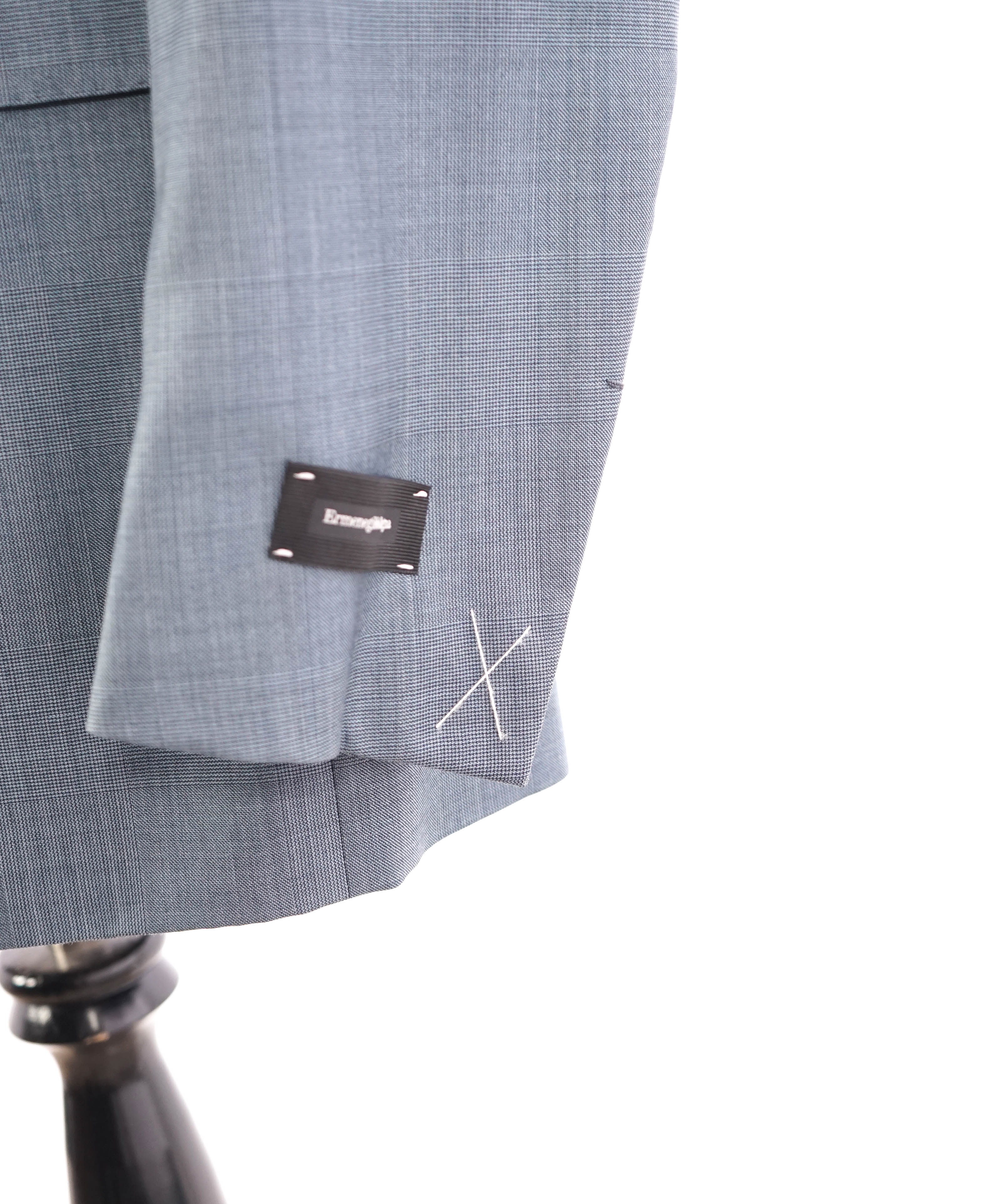 $3,250 ERMENEGILDO ZEGNA -"TROFEO" Pastel Blue Check Blazer - 42R