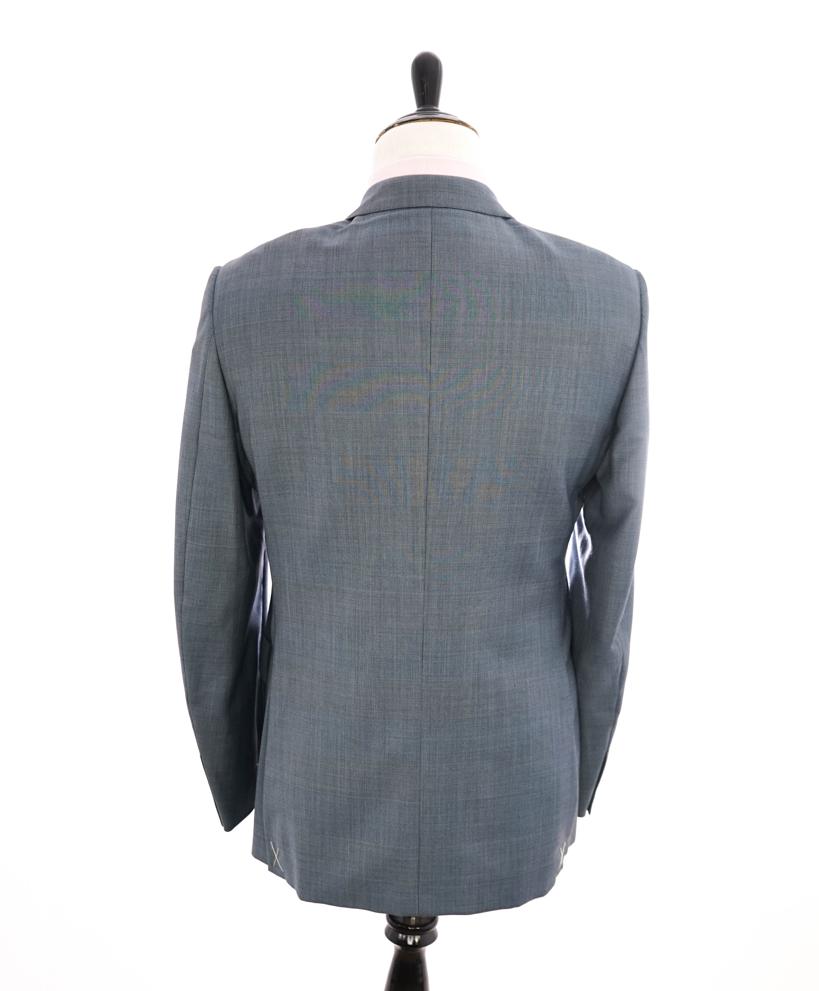 $3,250 ERMENEGILDO ZEGNA -"TROFEO" Pastel Blue Check Blazer - 42R