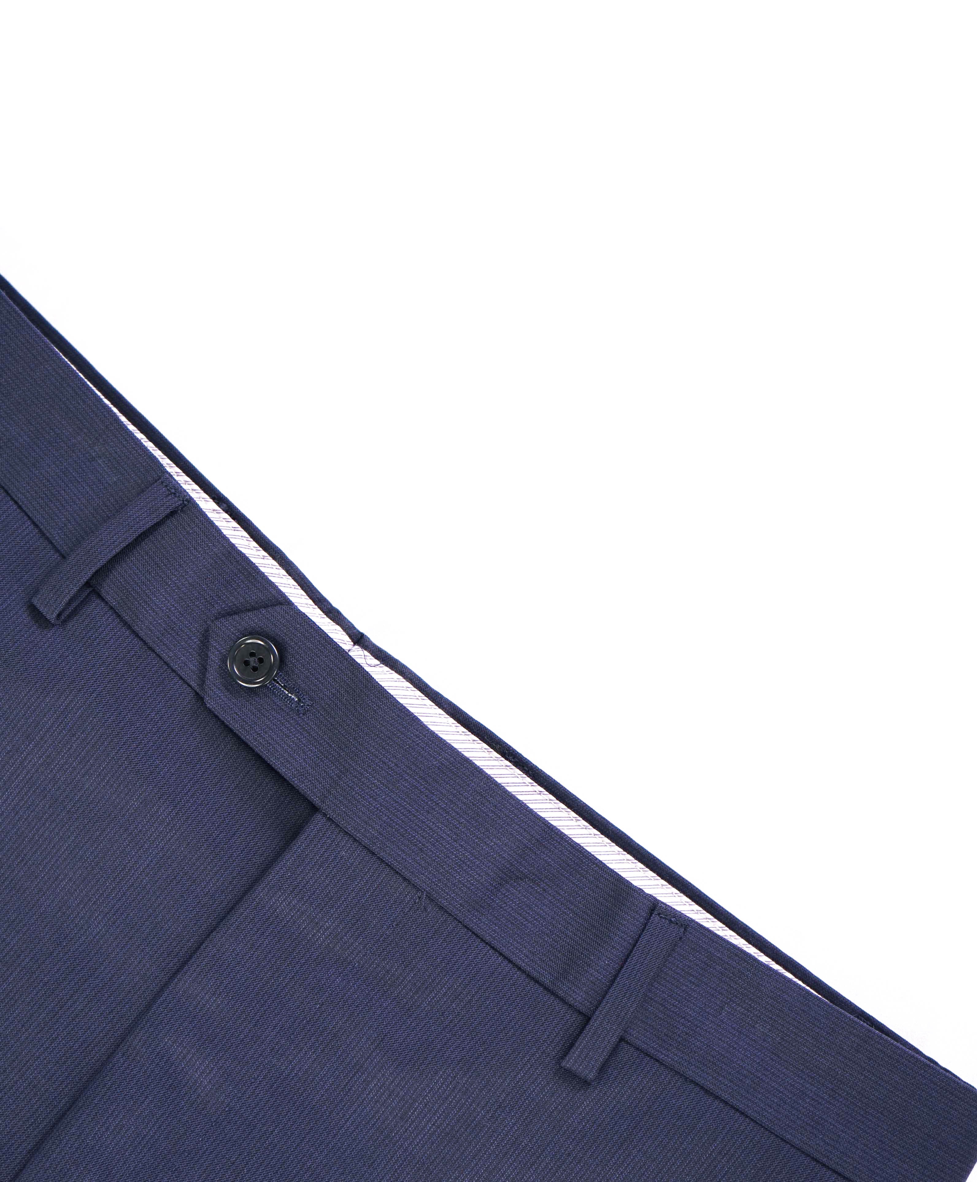 $425 SAKS FIFTH AVE - Wool/Silk Blue Texture MADE ITALY Flat Front Dress Pants - 32W