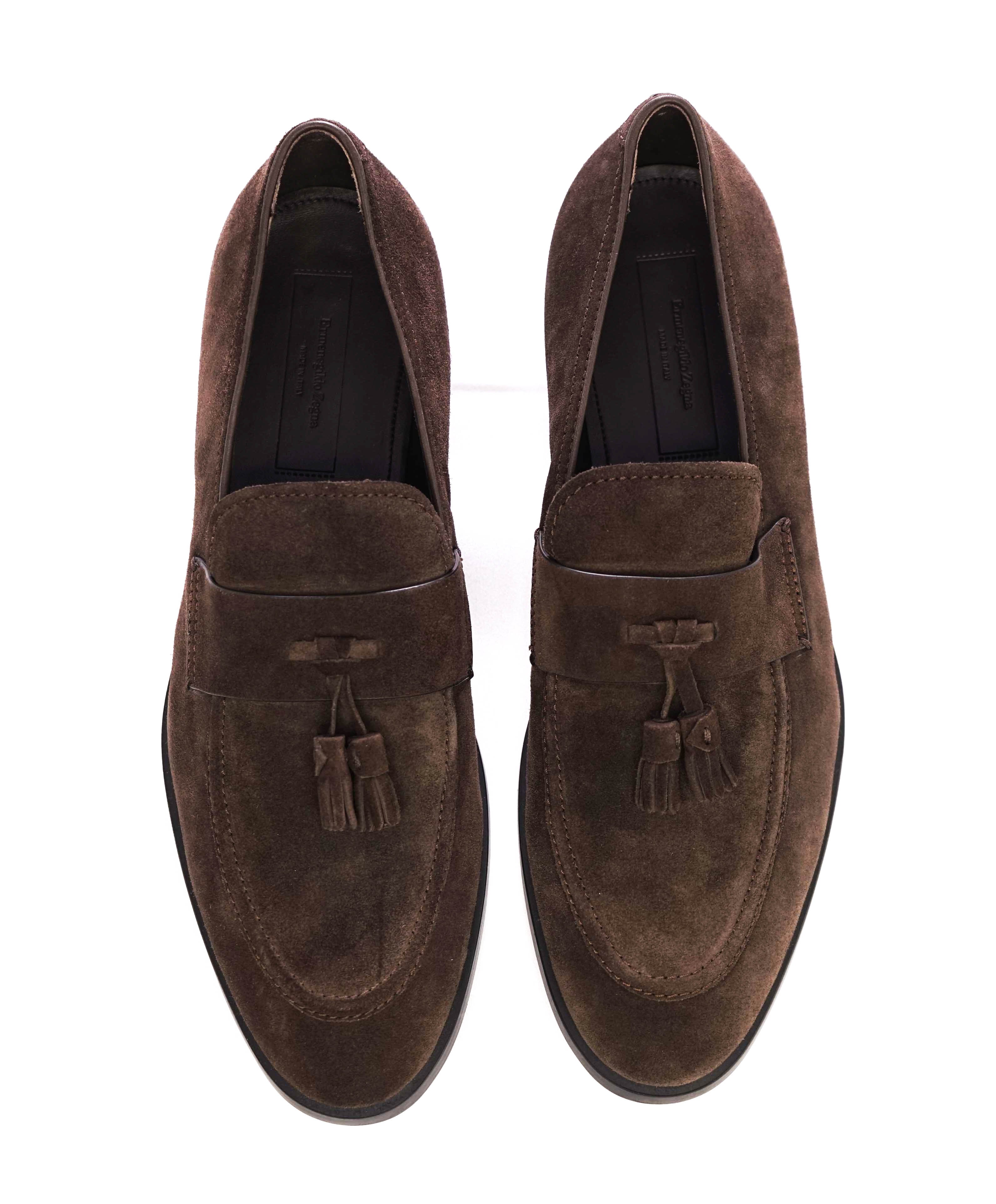 $950 ERMENEGILDO ZEGNA COUTURE - Brown Suede Tassel Loafers - 11.5 US (10.5 EU)