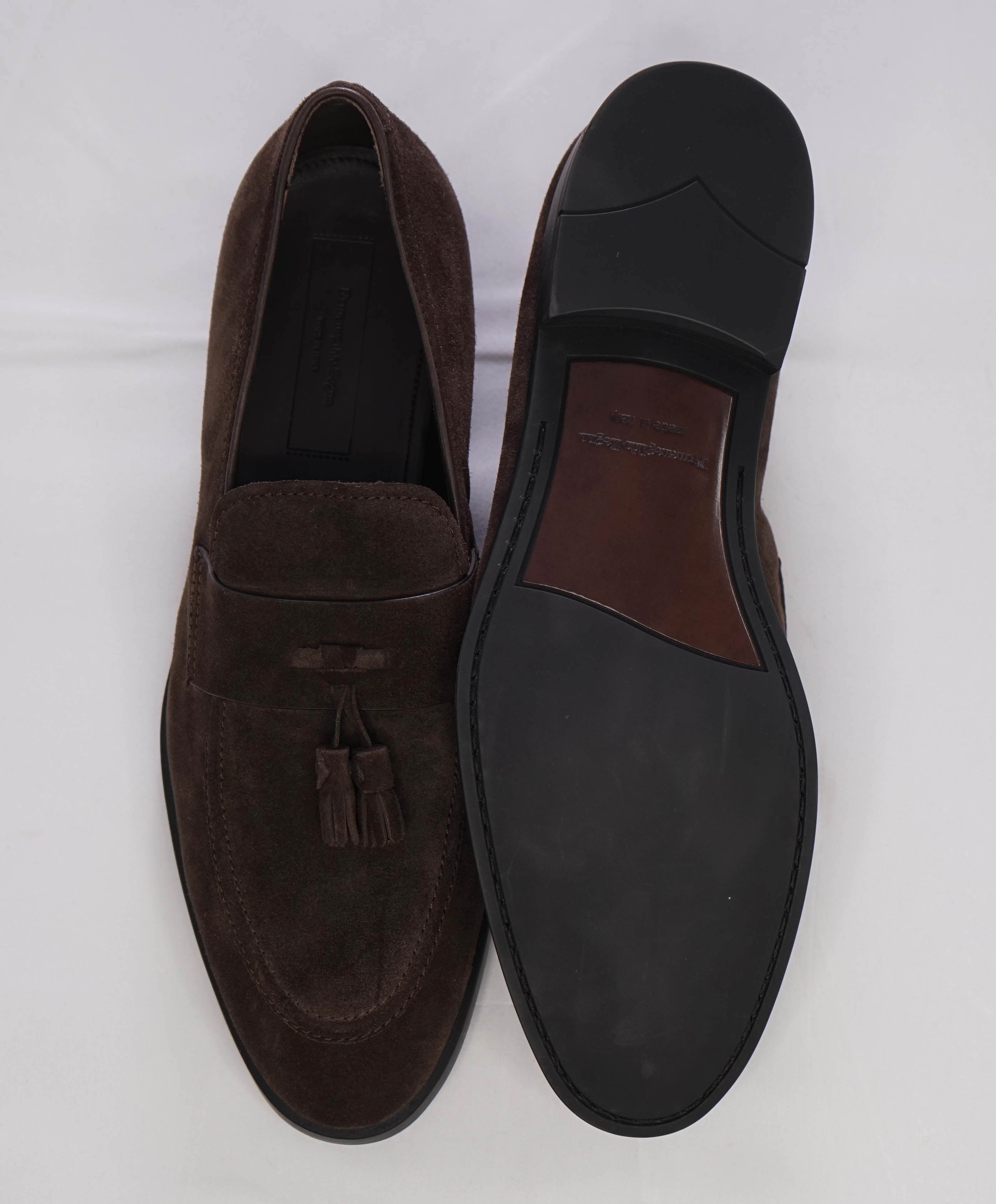 $950 ERMENEGILDO ZEGNA COUTURE - Brown Suede Tassel Loafers - 11.5 US (10.5 EU)