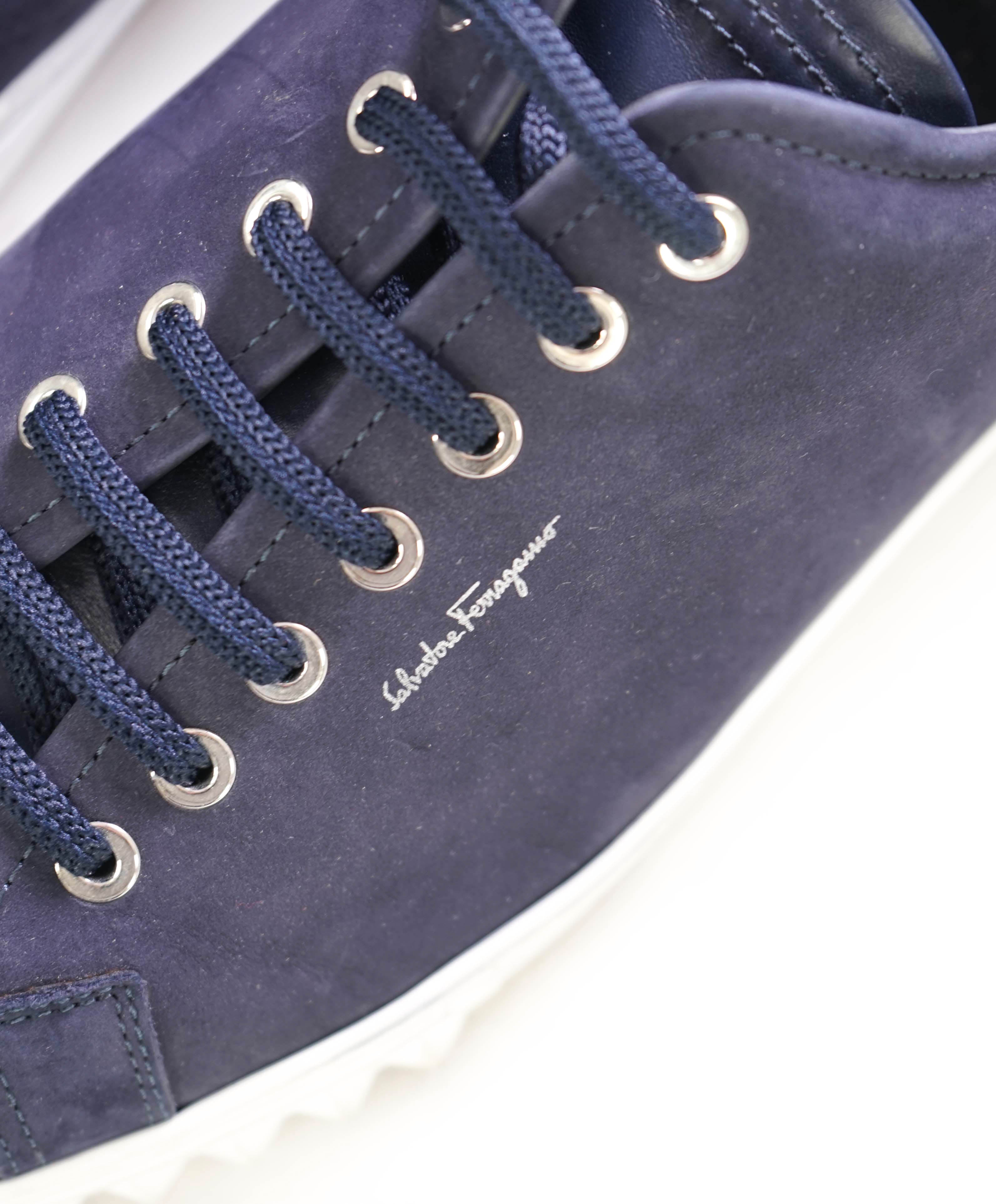 $750 SALVATORE FERRAGAMO - *Rhinoceros* Navy Gancini Sneaker - 11.5 US