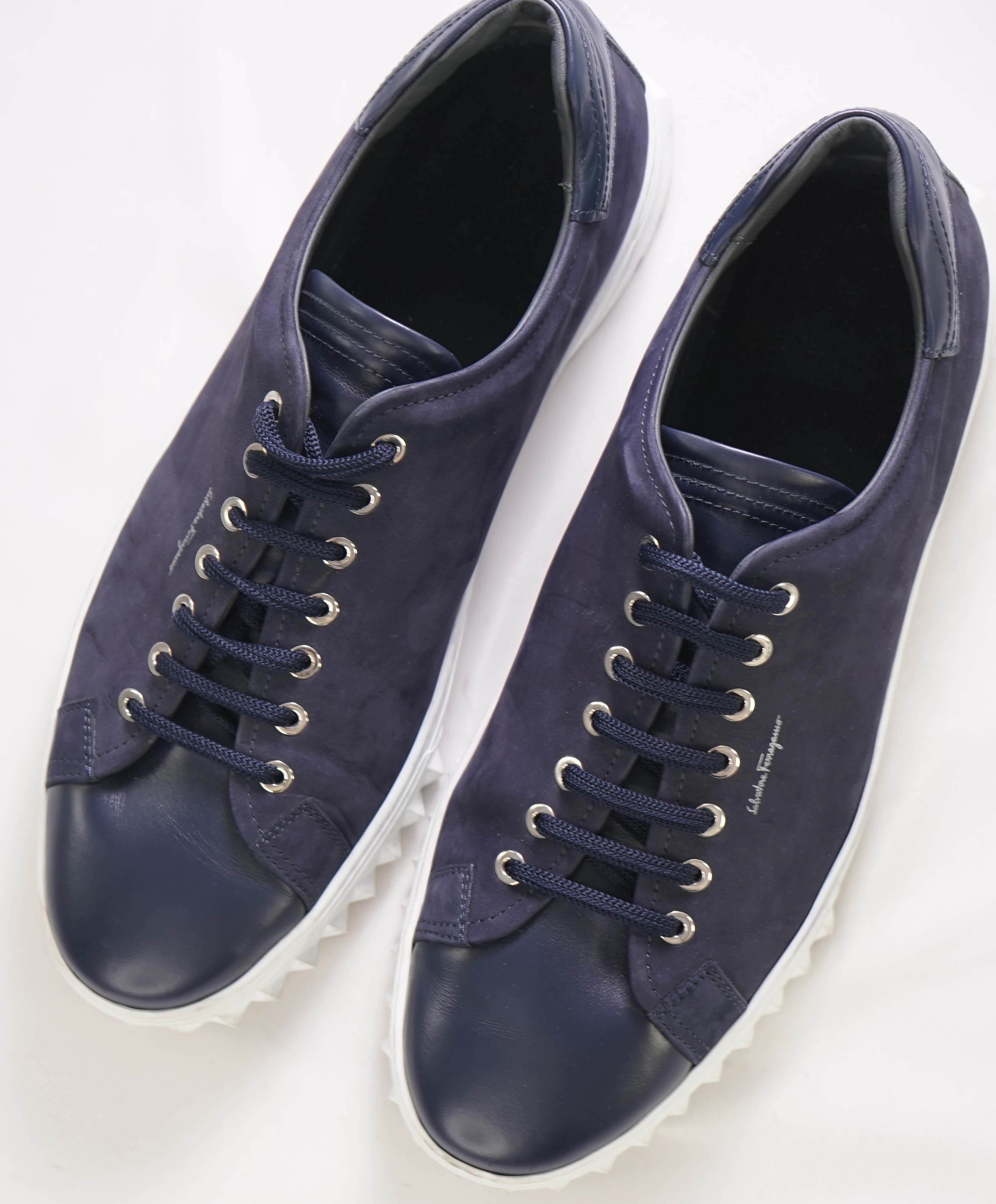$750 SALVATORE FERRAGAMO - *Rhinoceros* Navy Gancini Sneaker - 11.5 US