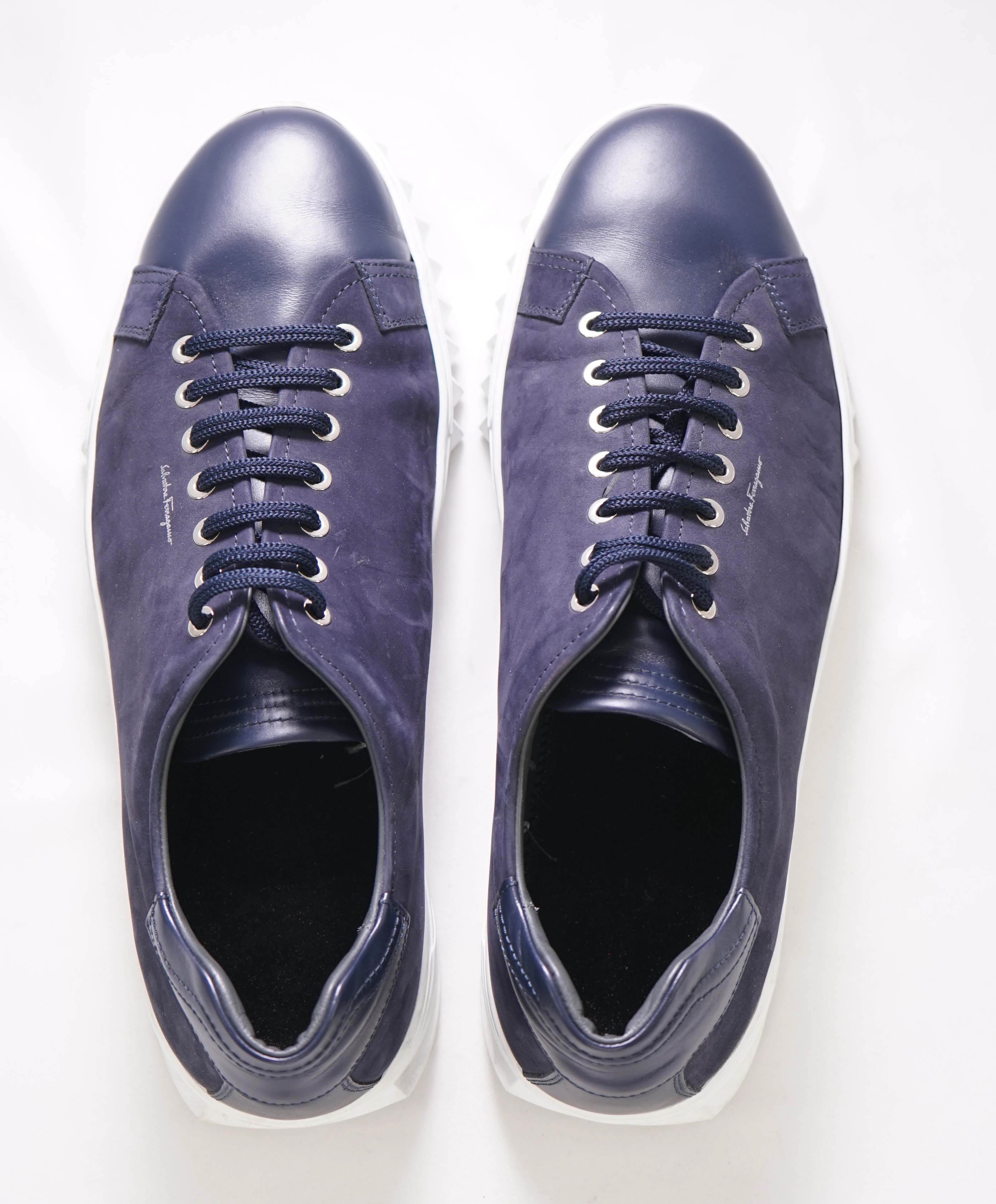 $750 SALVATORE FERRAGAMO - *Rhinoceros* Navy Gancini Sneaker - 11.5 US