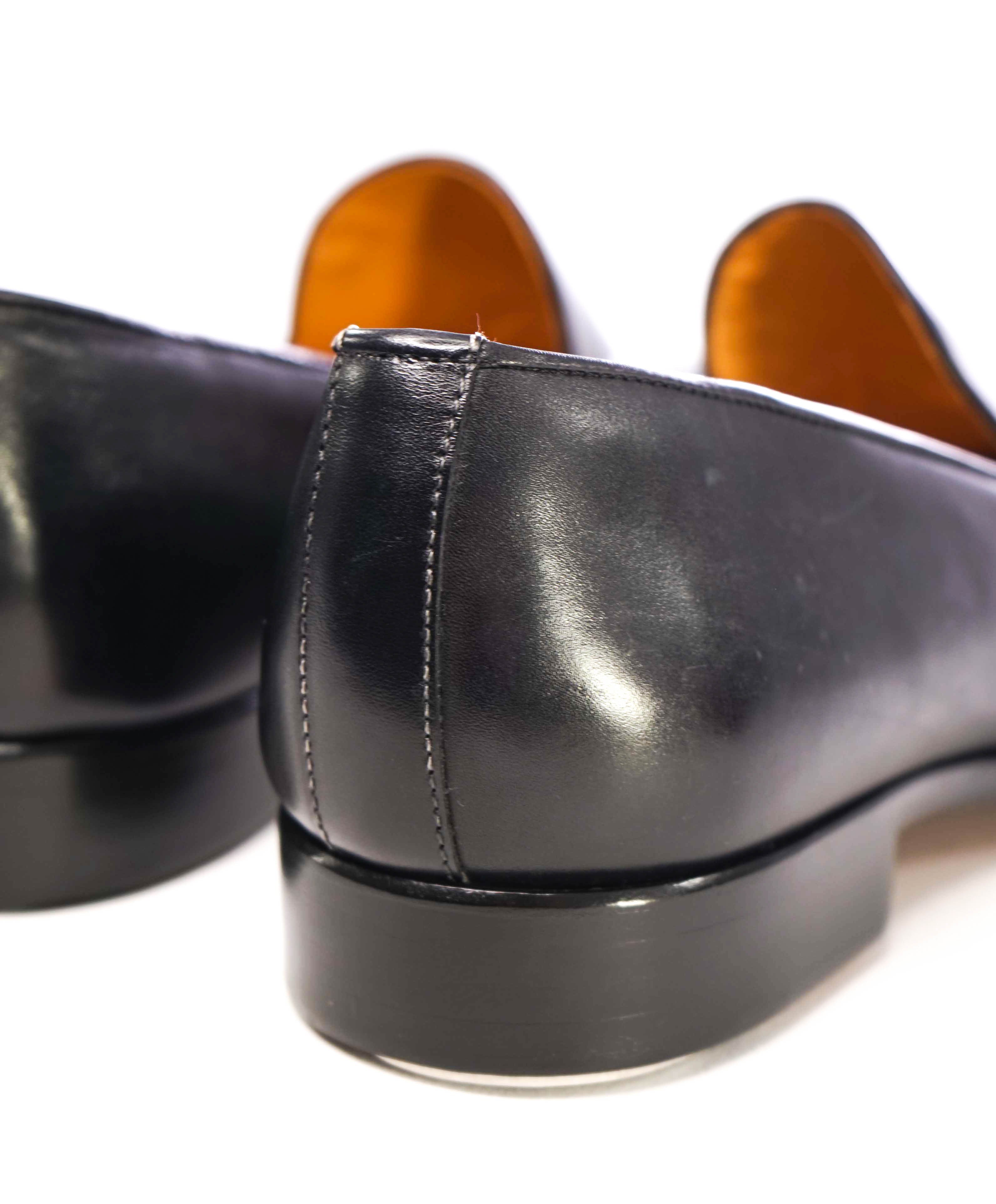 $750 STEFANO BRANCHINI - Black Chiseled Toe FRENCH TAP Sleek Loafers - 8.5 B