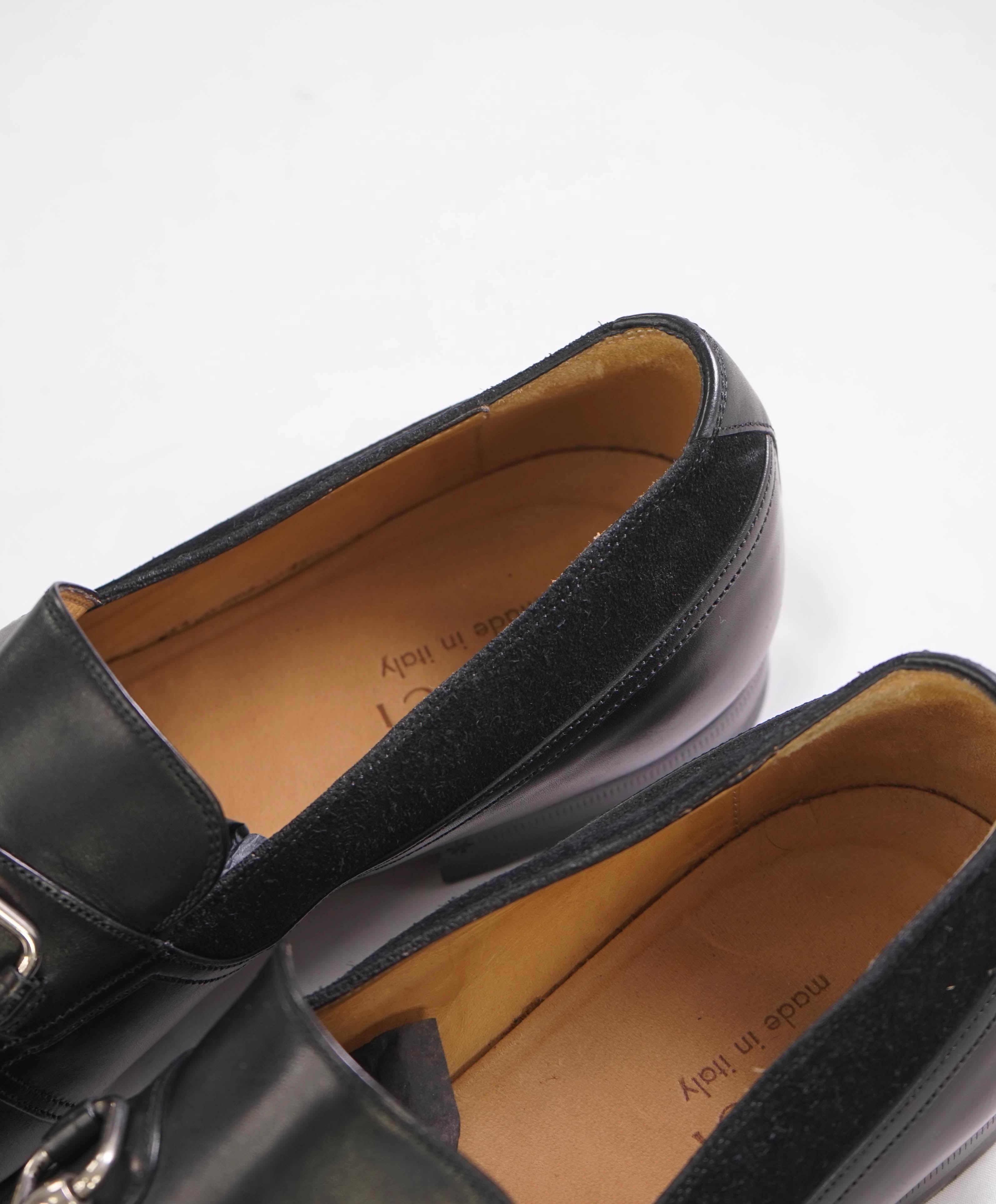 $860 GUCCI - Black ICONIC Horsebit Leather/Suede Loafers - 7.5US (7G)