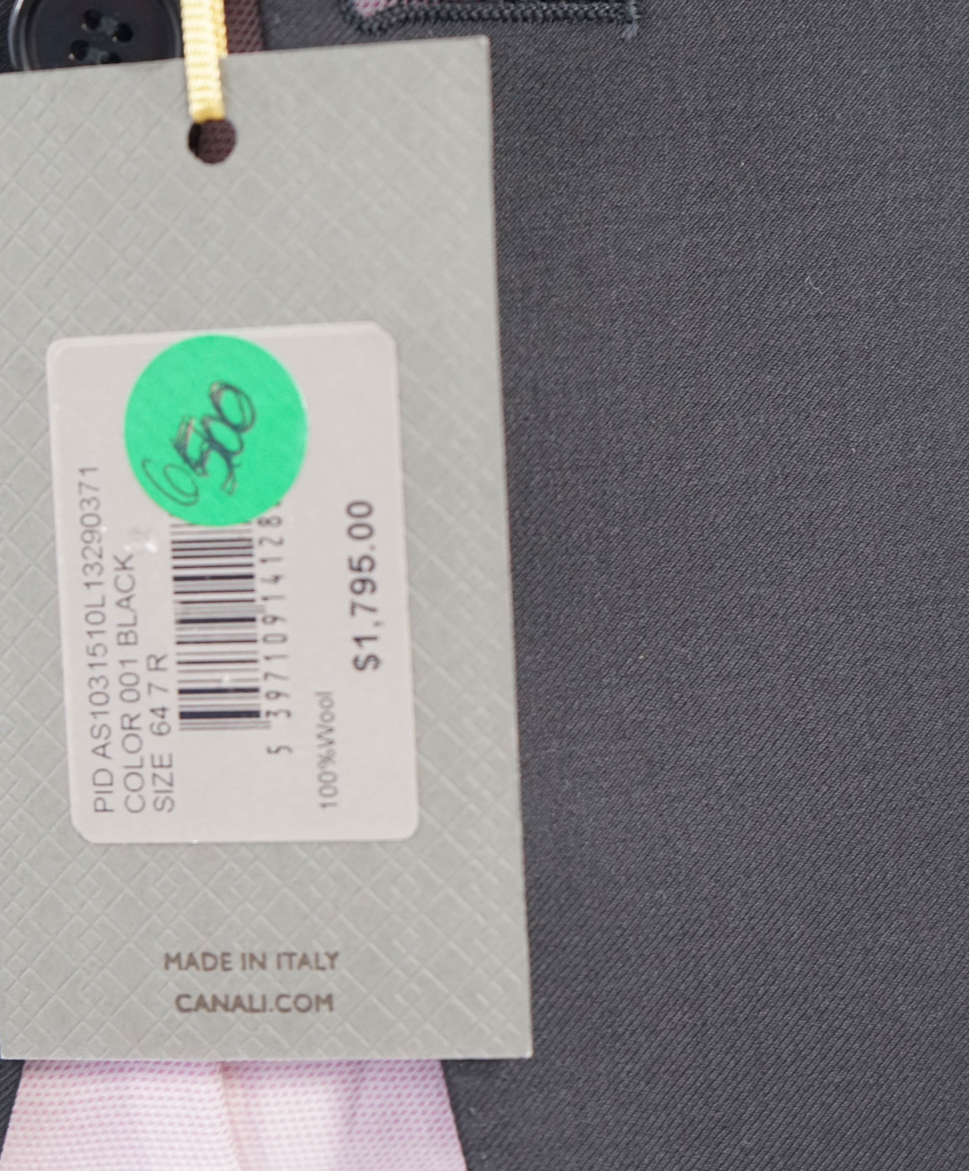 $1,795 CANALI - Black Solid Notch Lapel 2-Btn Blazer - 54R US