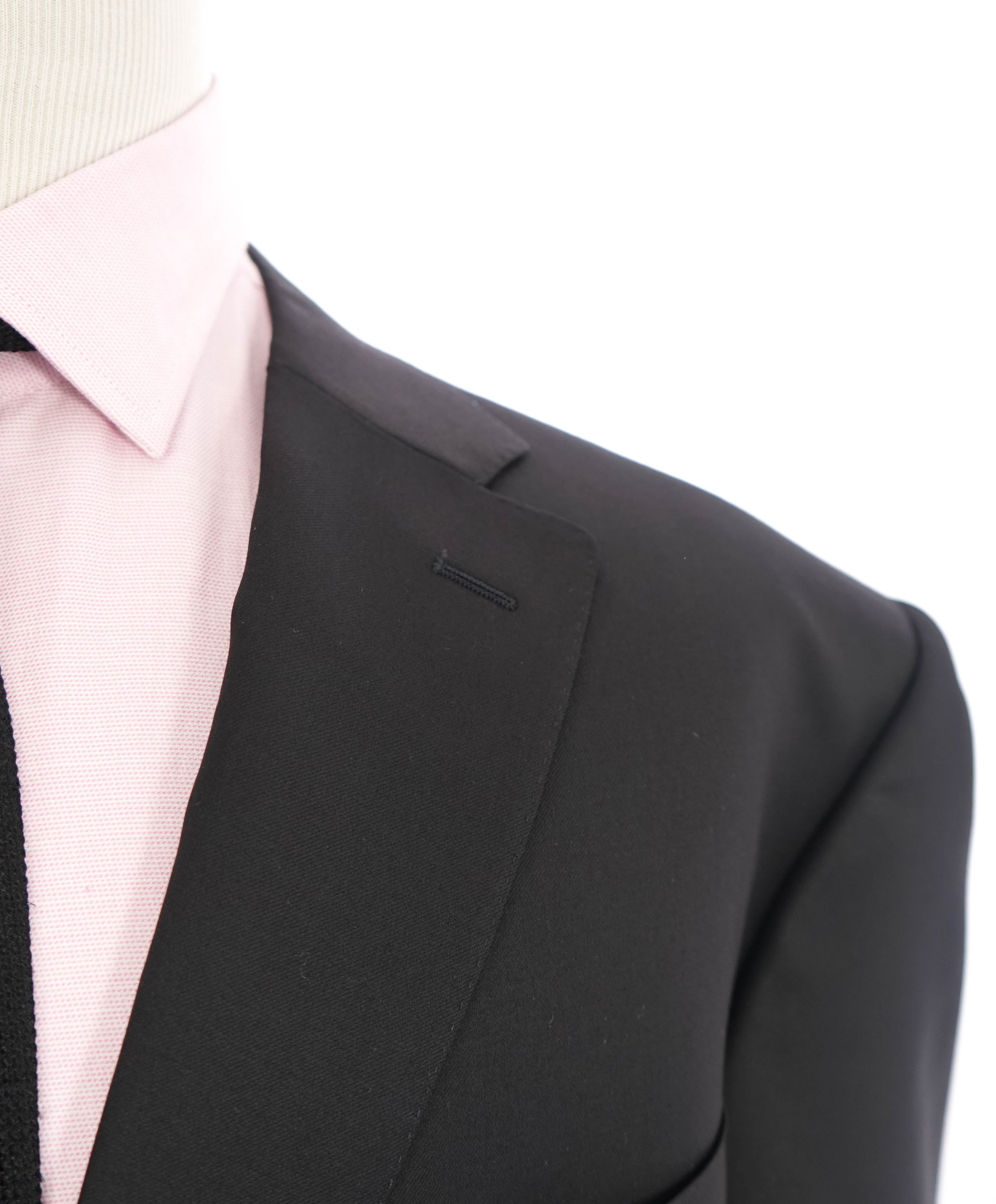 $1,795 CANALI - Black Solid Notch Lapel 2-Btn Blazer - 54R US