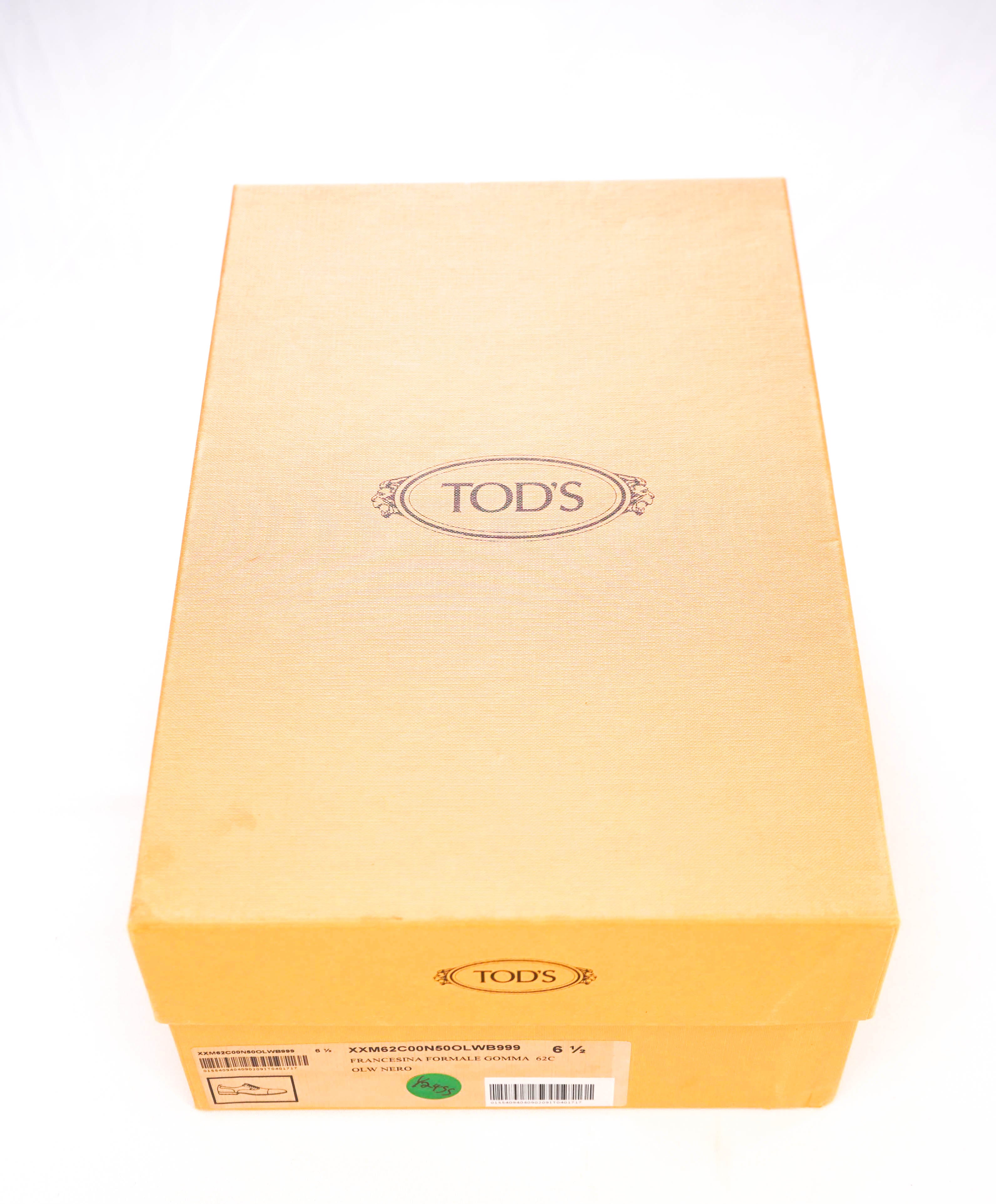 TOD’S - Solid Black Classic Cap Toe Lace-Up Oxfords - 7.5 US (6.5 IT)