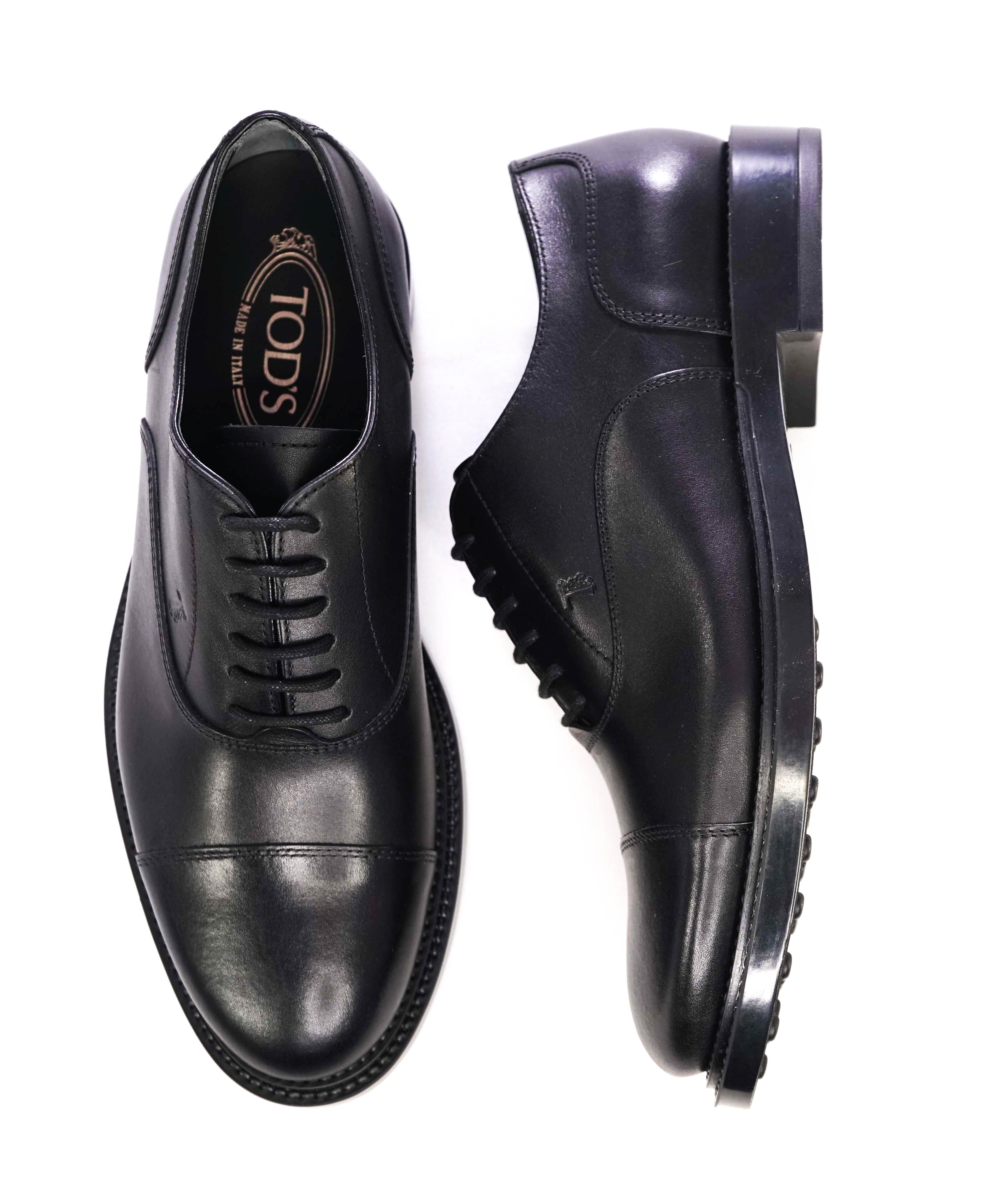 TOD’S - Solid Black Classic Cap Toe Lace-Up Oxfords - 7.5 US (6.5 IT)