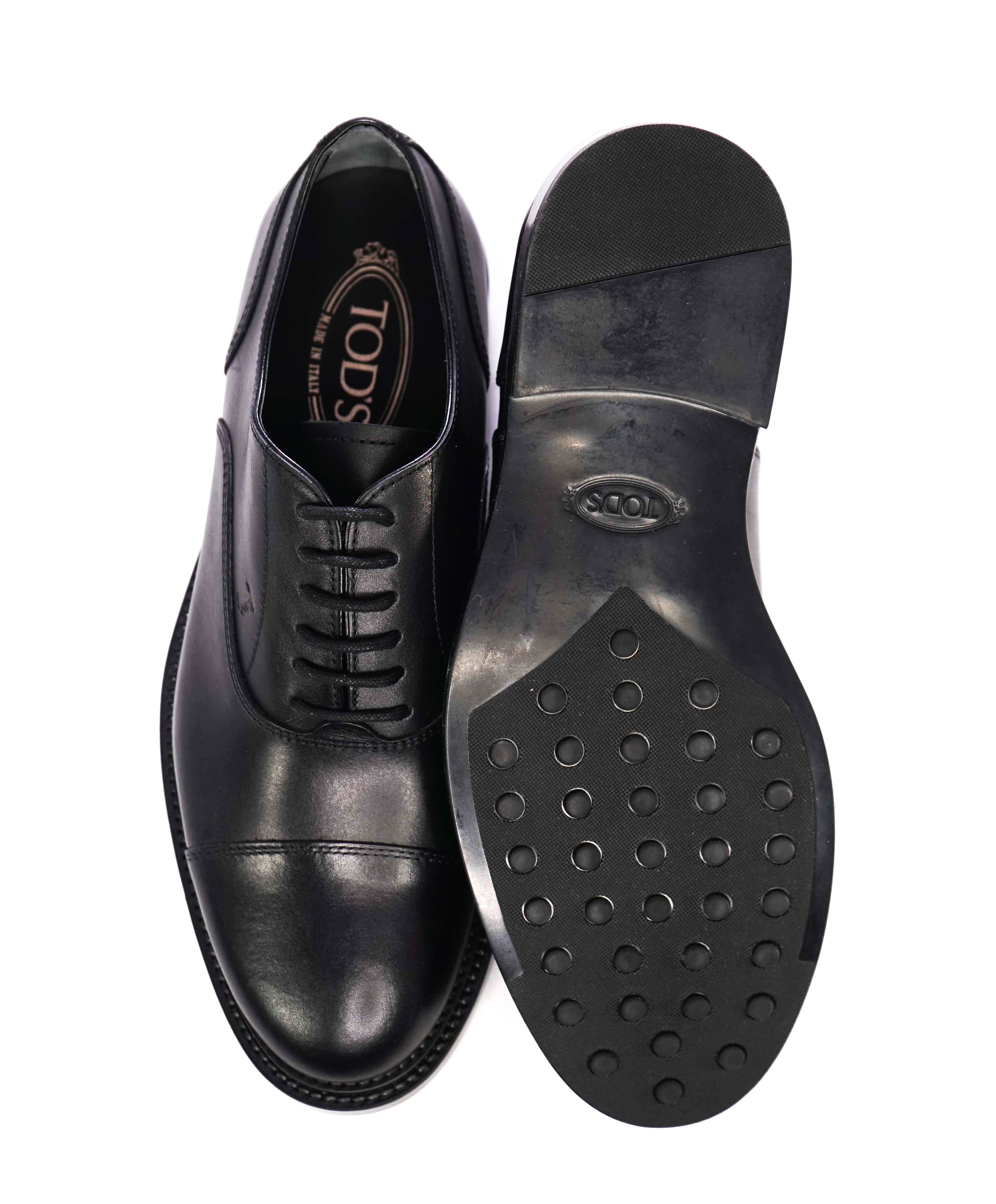TOD’S - Solid Black Classic Cap Toe Lace-Up Oxfords - 7.5 US (6.5 IT)