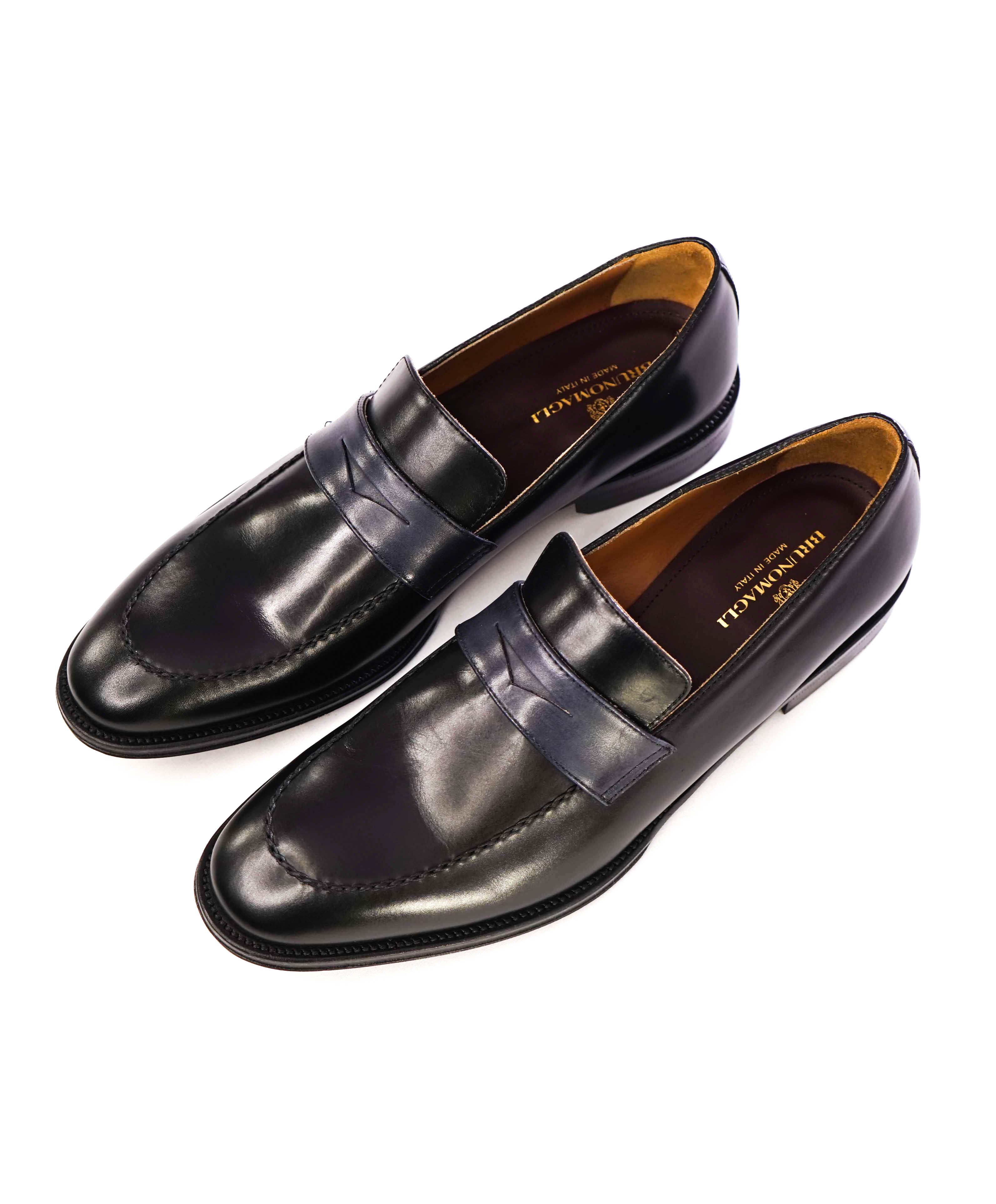 $375 BRUNO MAGLI - 2-Tone "AREZZO" Black Classic Penny Loafers - 10M