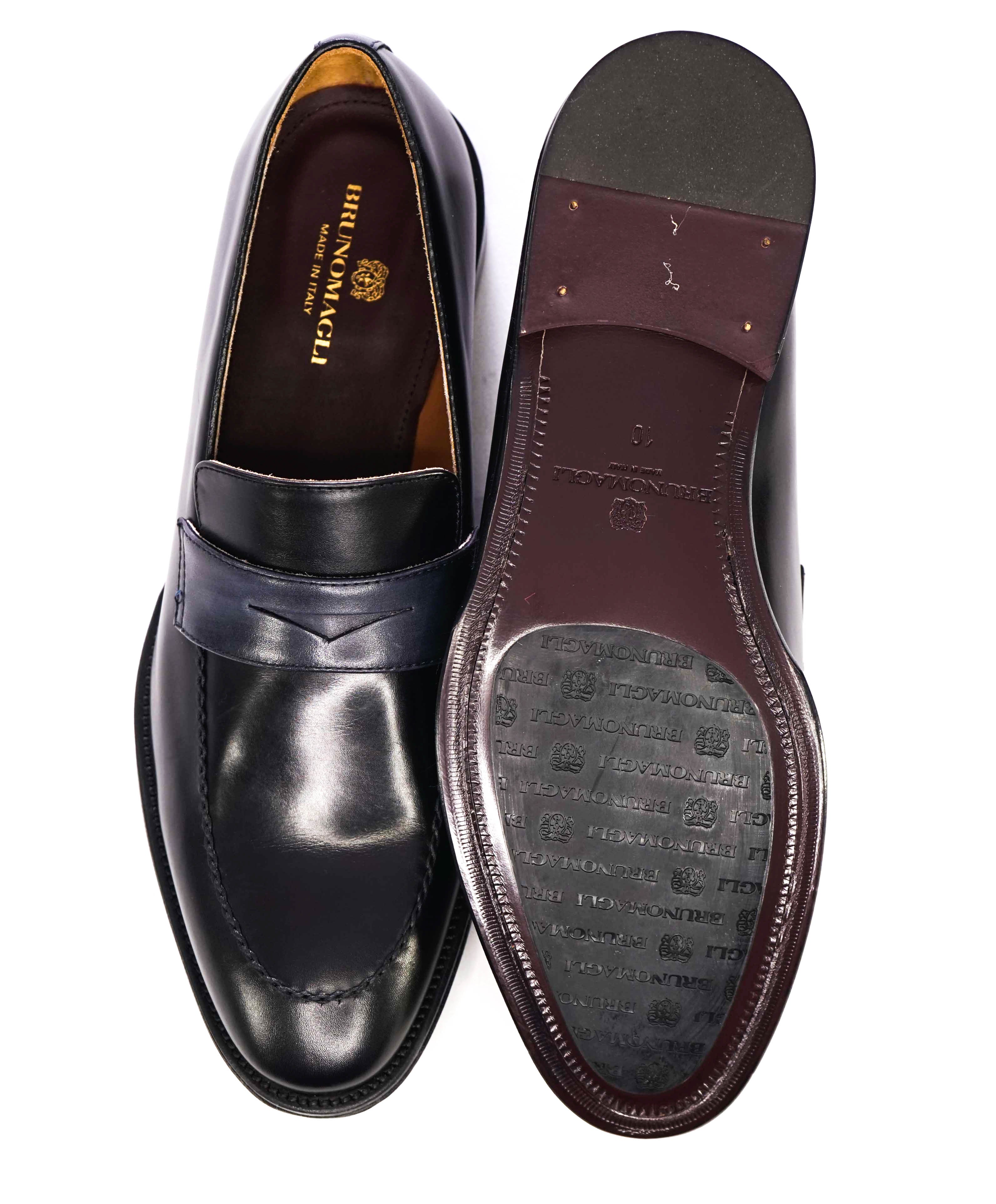 $375 BRUNO MAGLI - 2-Tone "AREZZO" Black Classic Penny Loafers - 10M