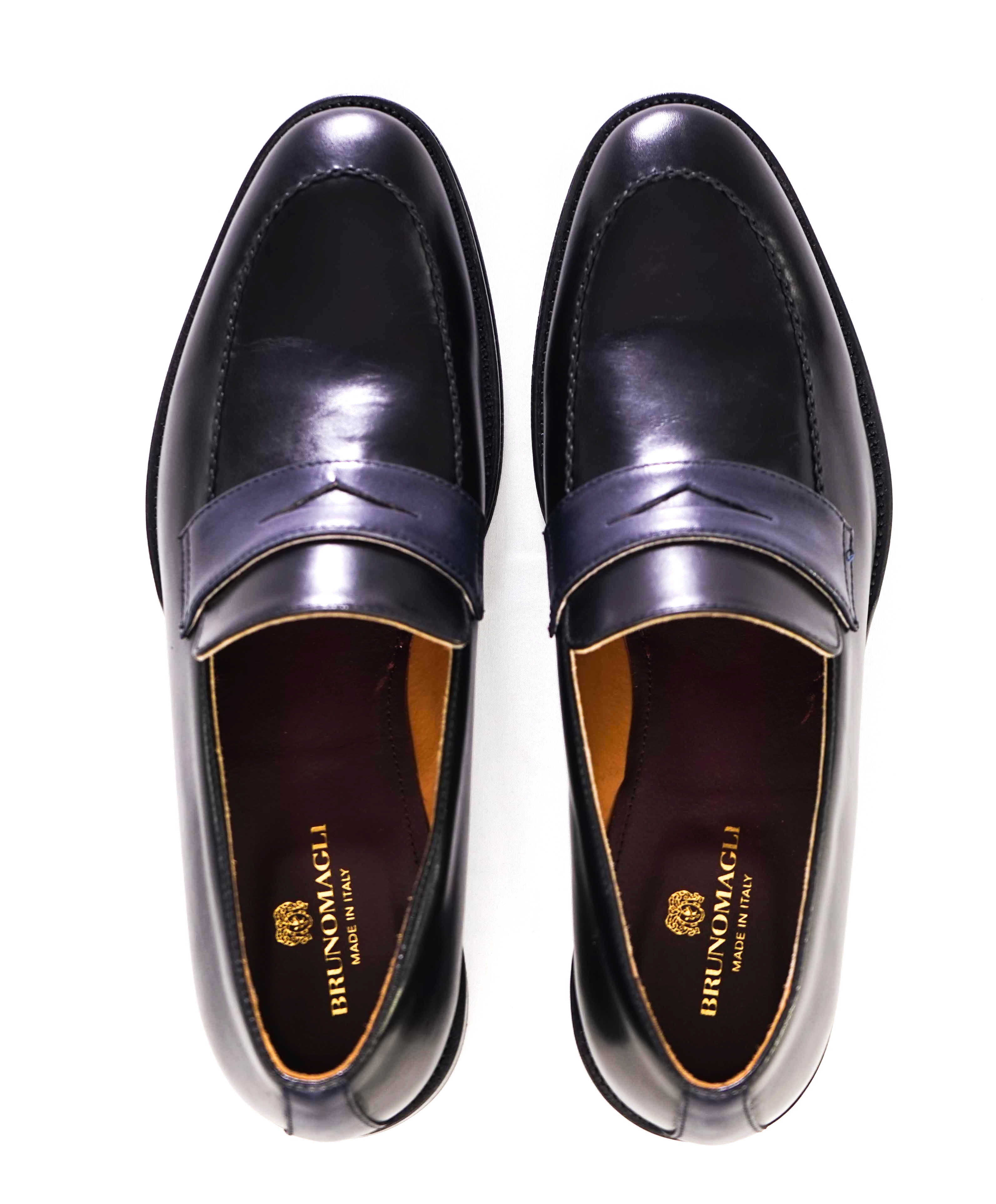 $375 BRUNO MAGLI - 2-Tone "AREZZO" Black Classic Penny Loafers - 10M