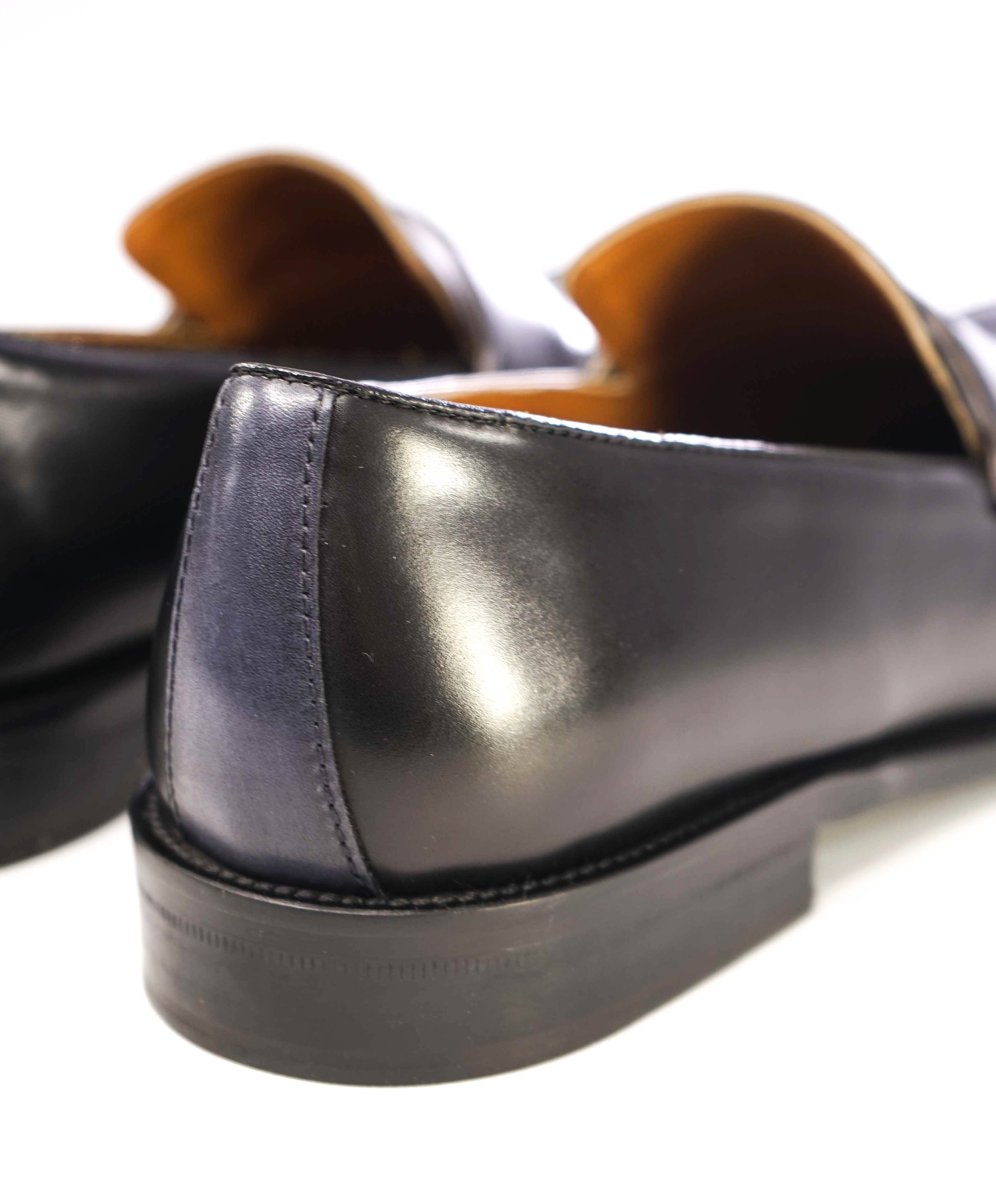 $375 BRUNO MAGLI - 2-Tone "AREZZO" Black Classic Penny Loafers - 10M