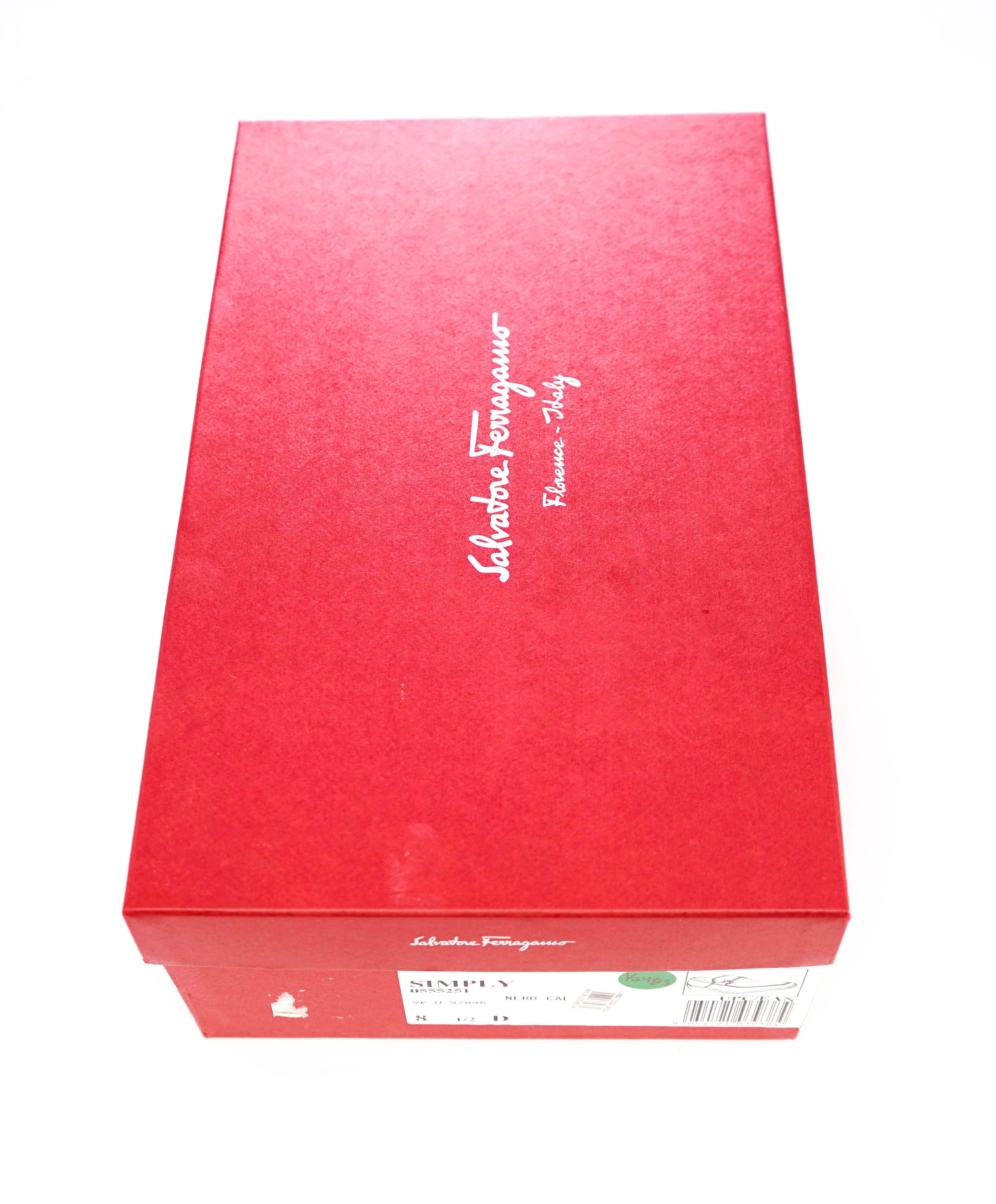 $850 SALVATORE FERRAGAMO - “SIMPLY" Gancini Bit Loafer Black Leather SLEEK - 8.5 D