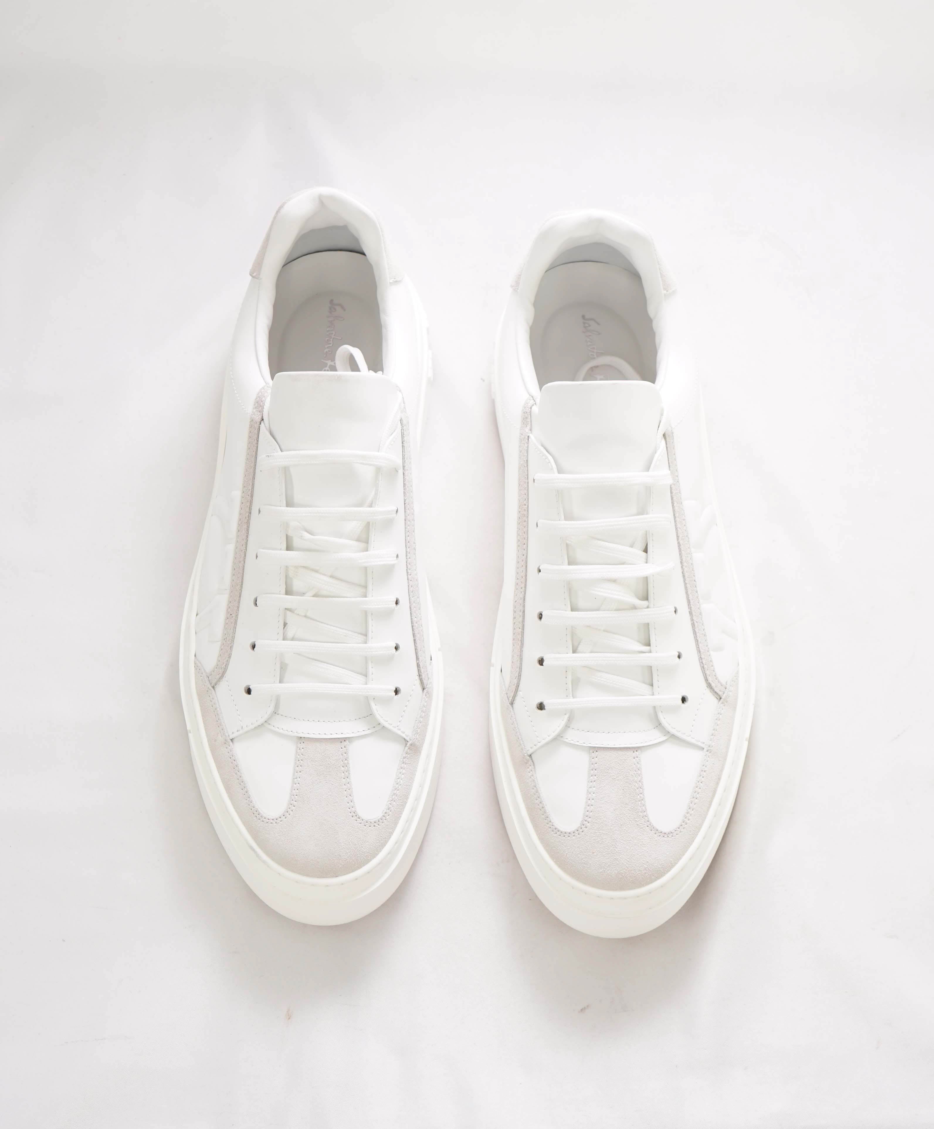 $795 SALVATORE FERRAGAMO - *BORG 5* White Gancini Sneaker - 12 M US