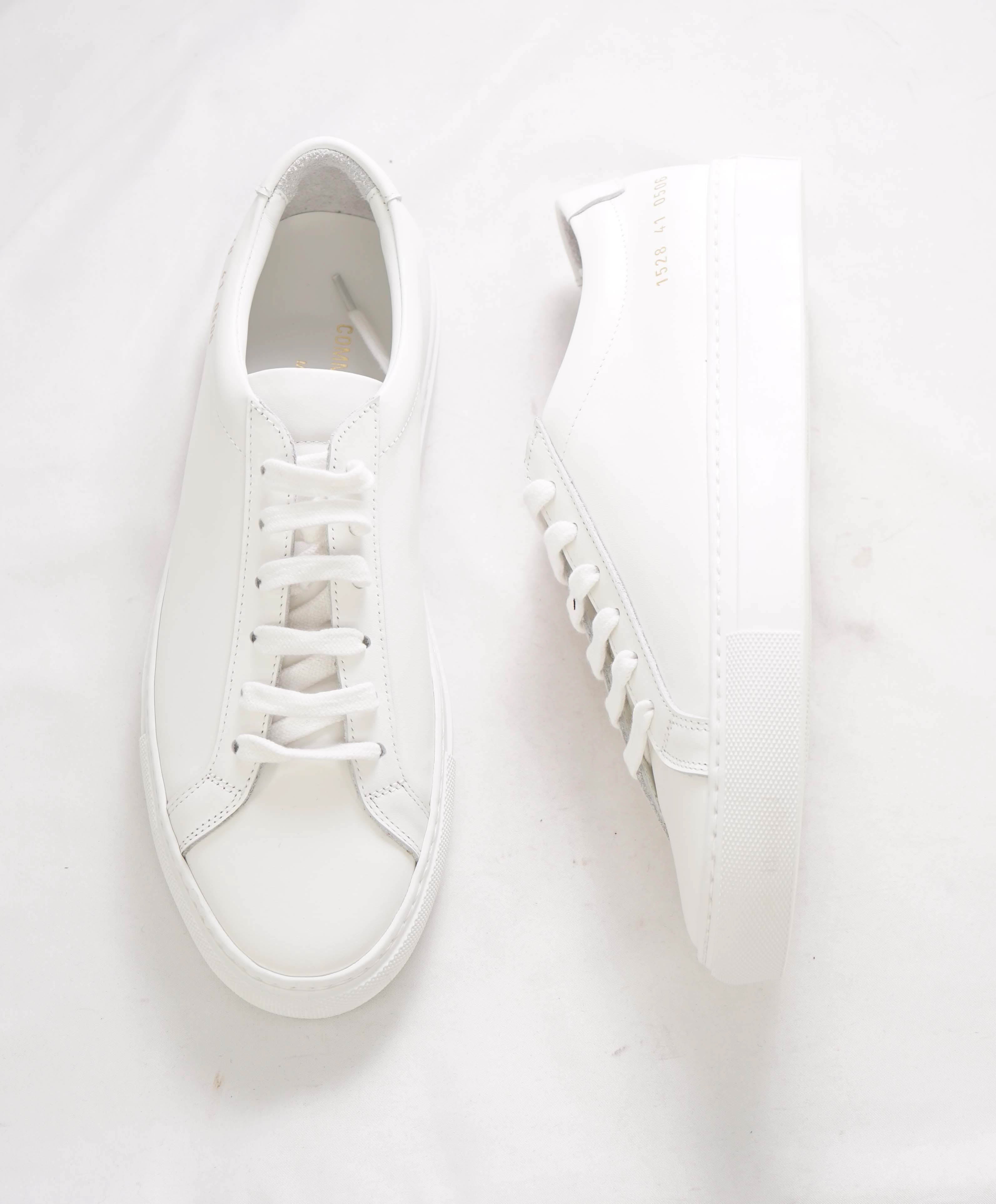 $440 COMMON PROJECTS - "Achilles" White Leather Sneakers - 8 US (41EU)