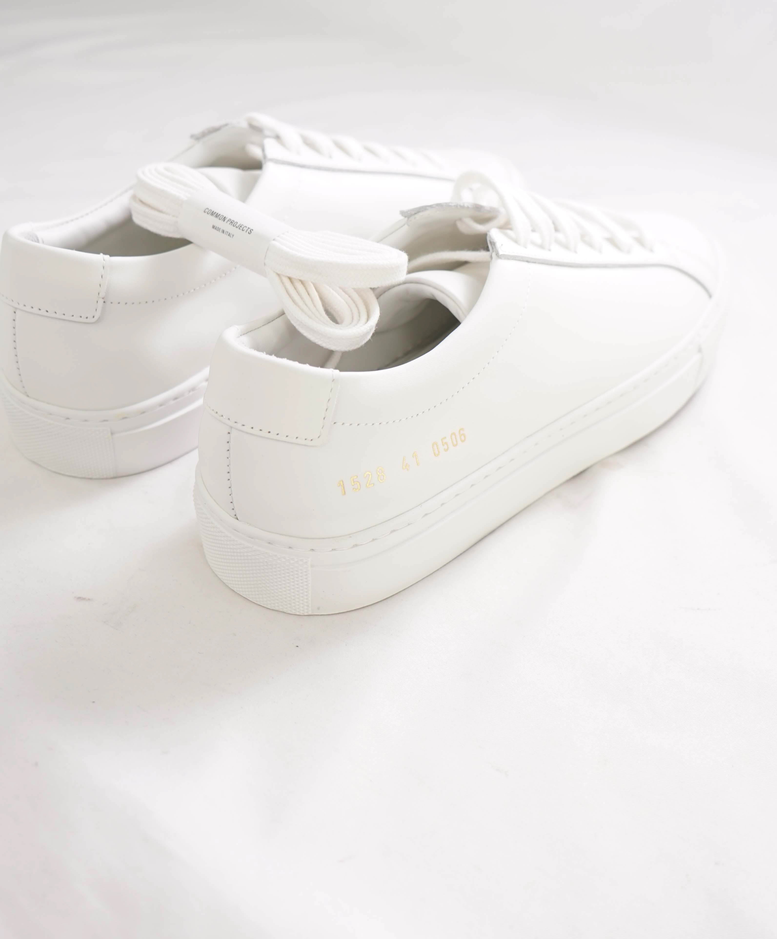 $440 COMMON PROJECTS - "Achilles" White Leather Sneakers - 8 US (41EU)