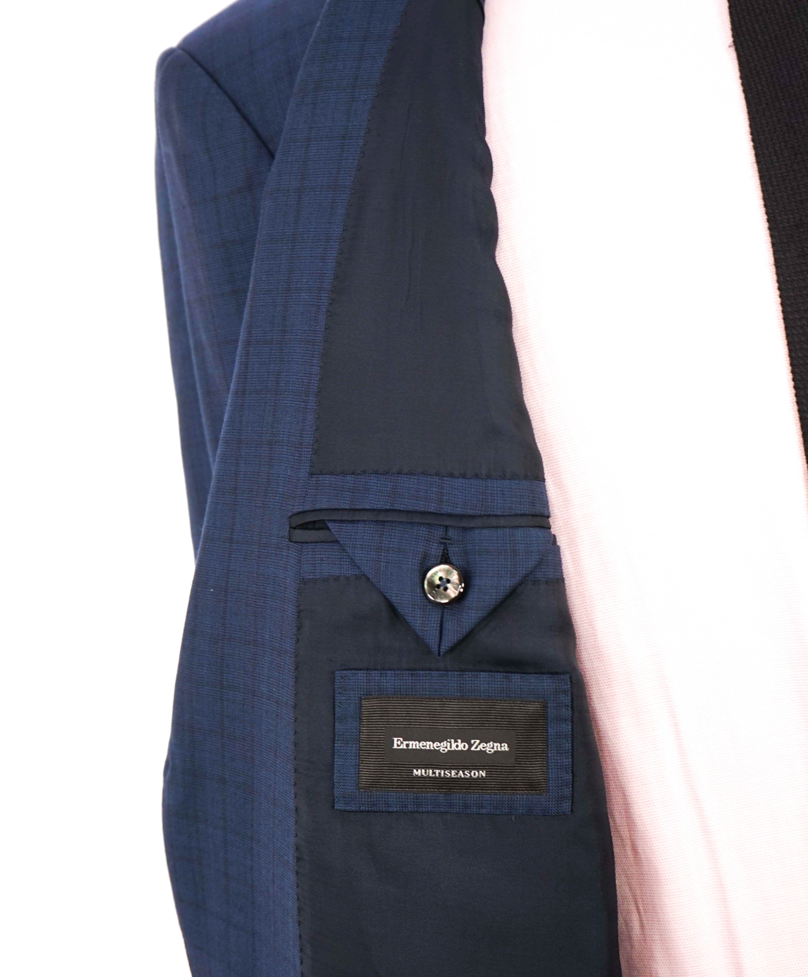 $3,690 ERMENEGILDO ZEGNA -"MULTISEASON" Mid Blue Check Suit - 46R