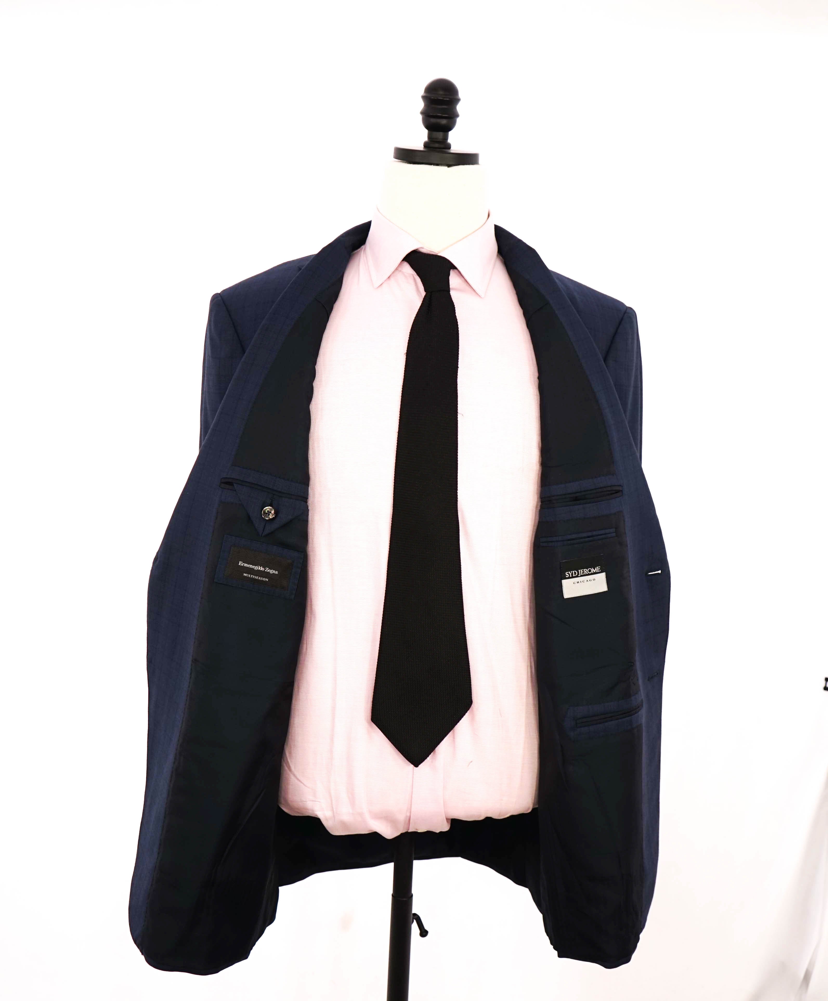 $3,690 ERMENEGILDO ZEGNA -"MULTISEASON" Mid Blue Check Suit - 46R